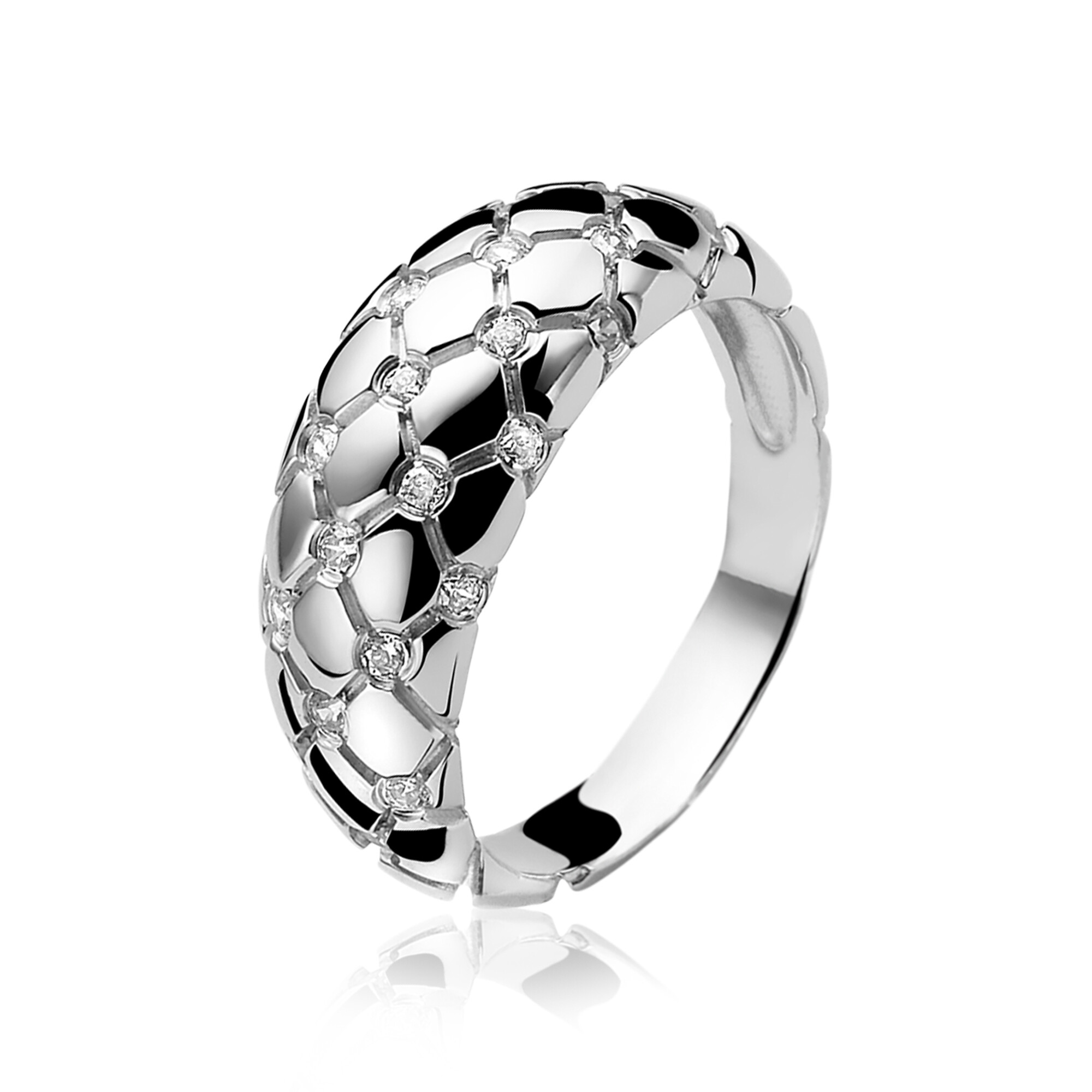 ZINZI zilveren ring wit ZIR876C