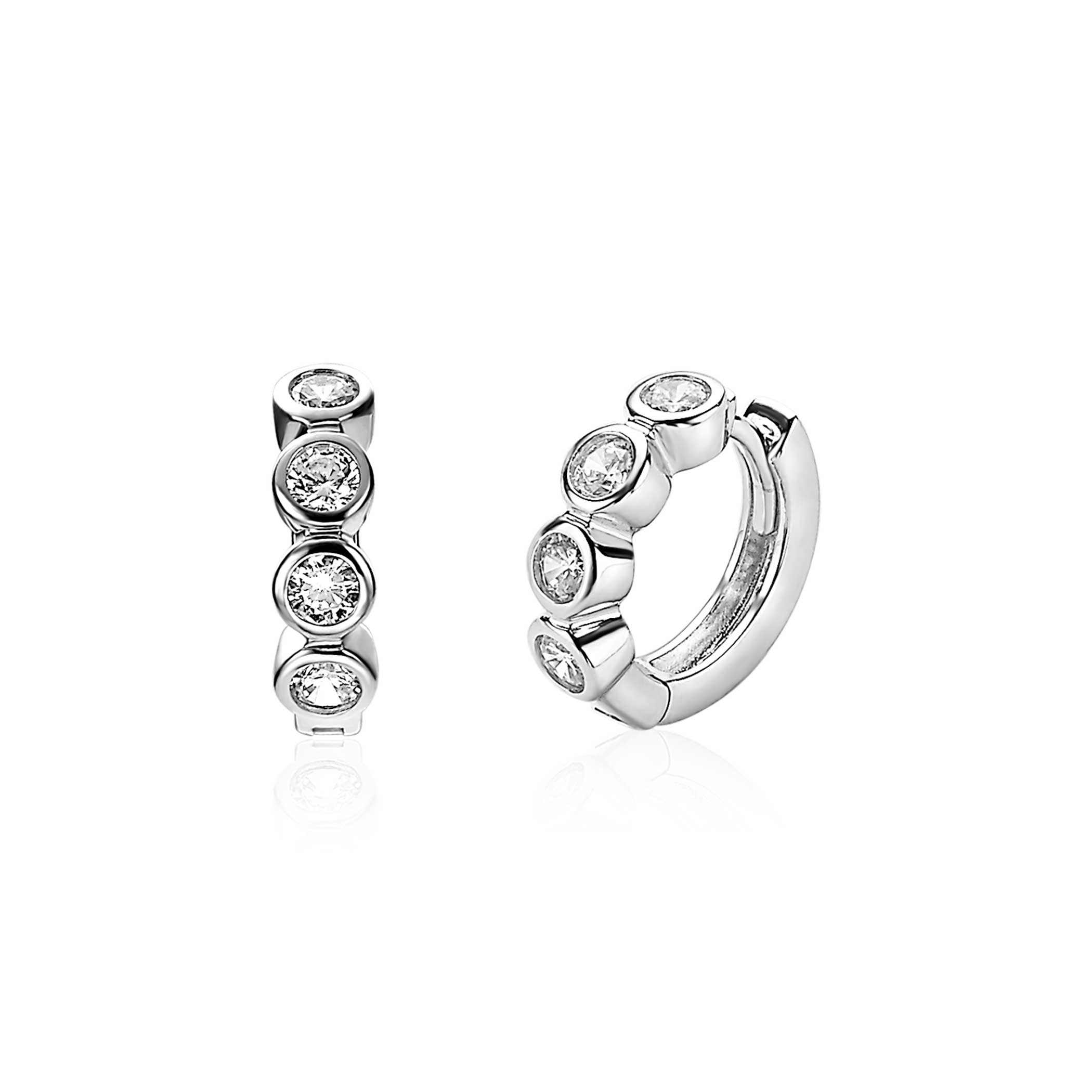 ZINZI zilveren oorringen rond wit 15 x 4mm ZIO1838