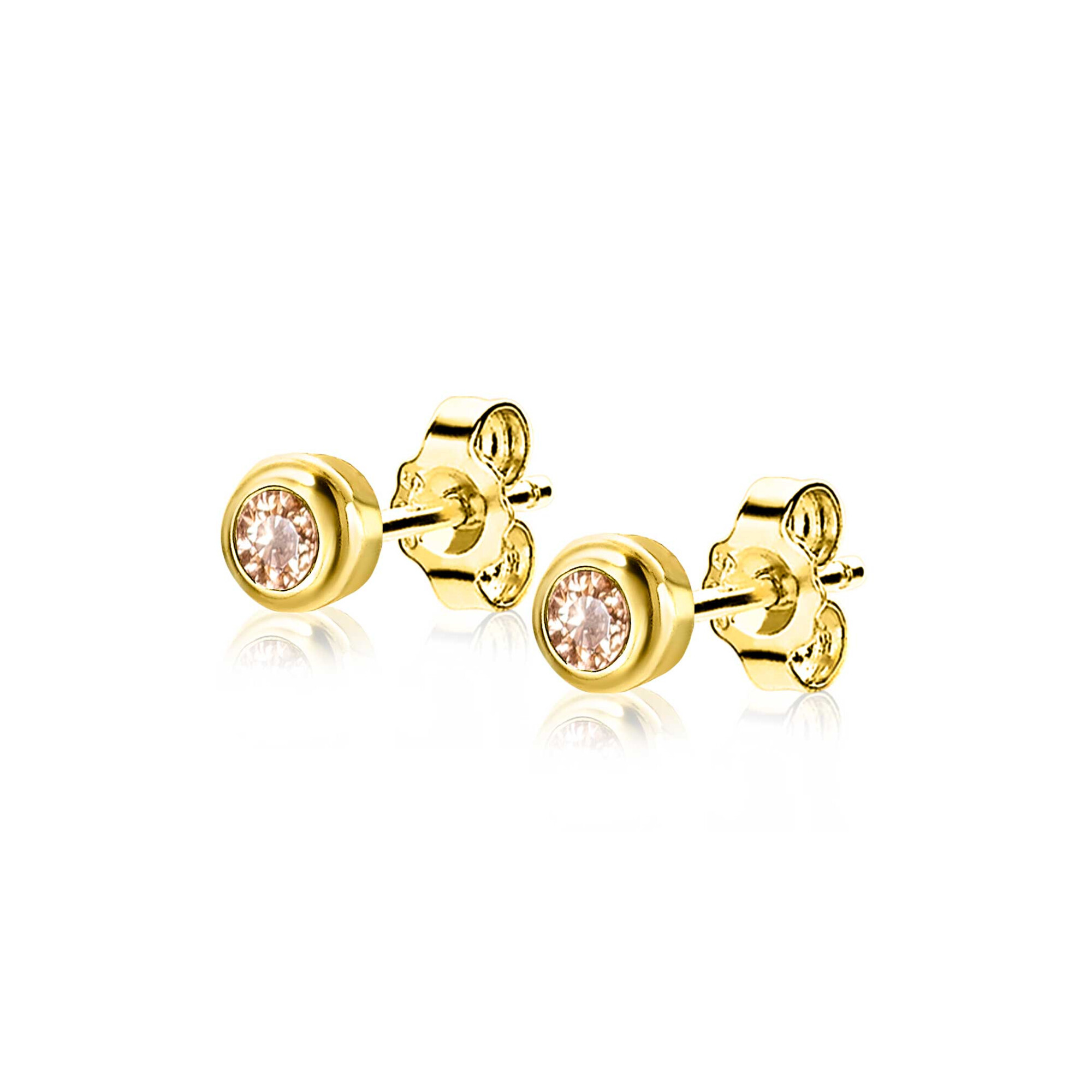 NOVEMBER oorknoppen 4mm gold plated met geboortesteen geel citrien zirconia
