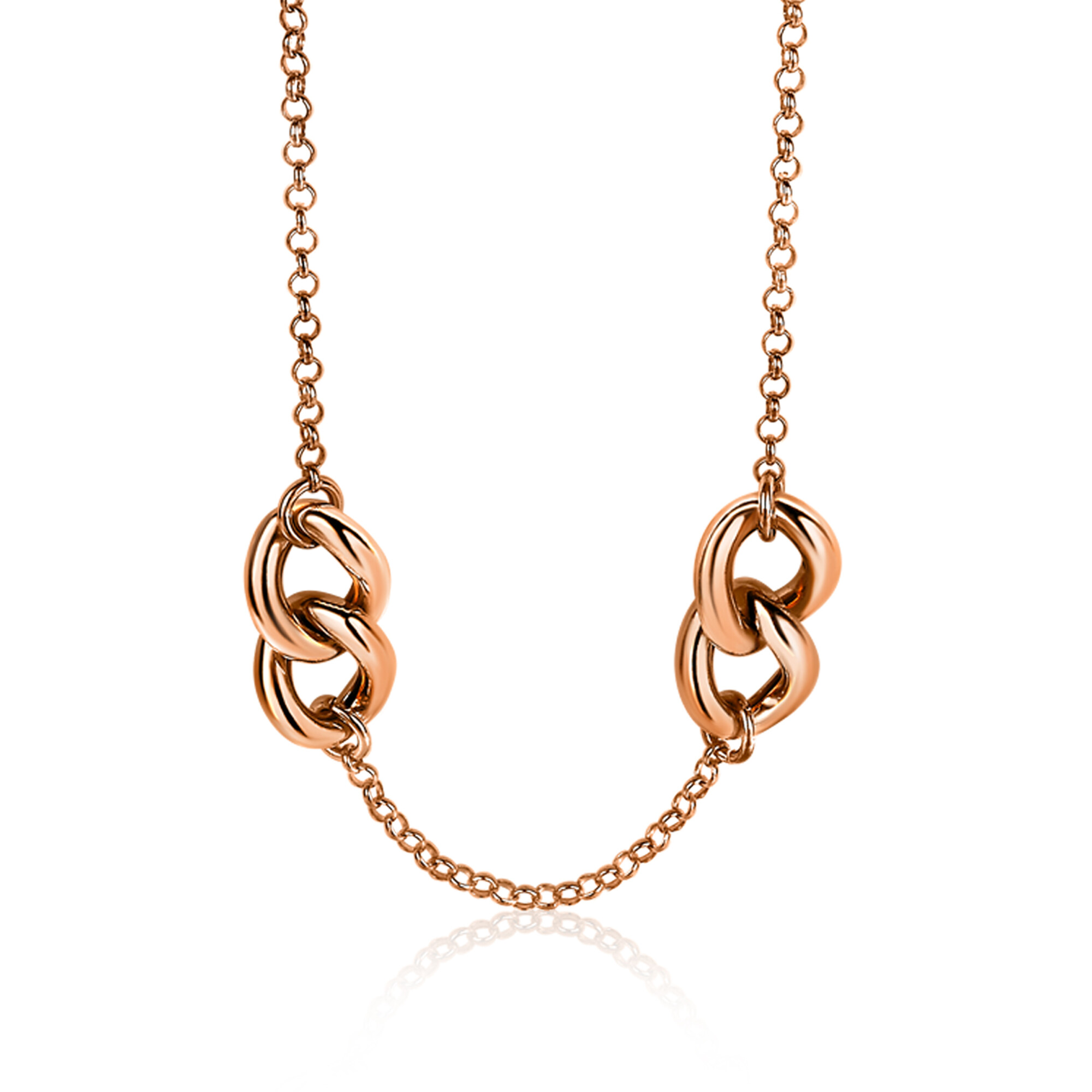 ZINZI zilveren collier rosé verguld gourmet 42-45cm ZIC1286R
