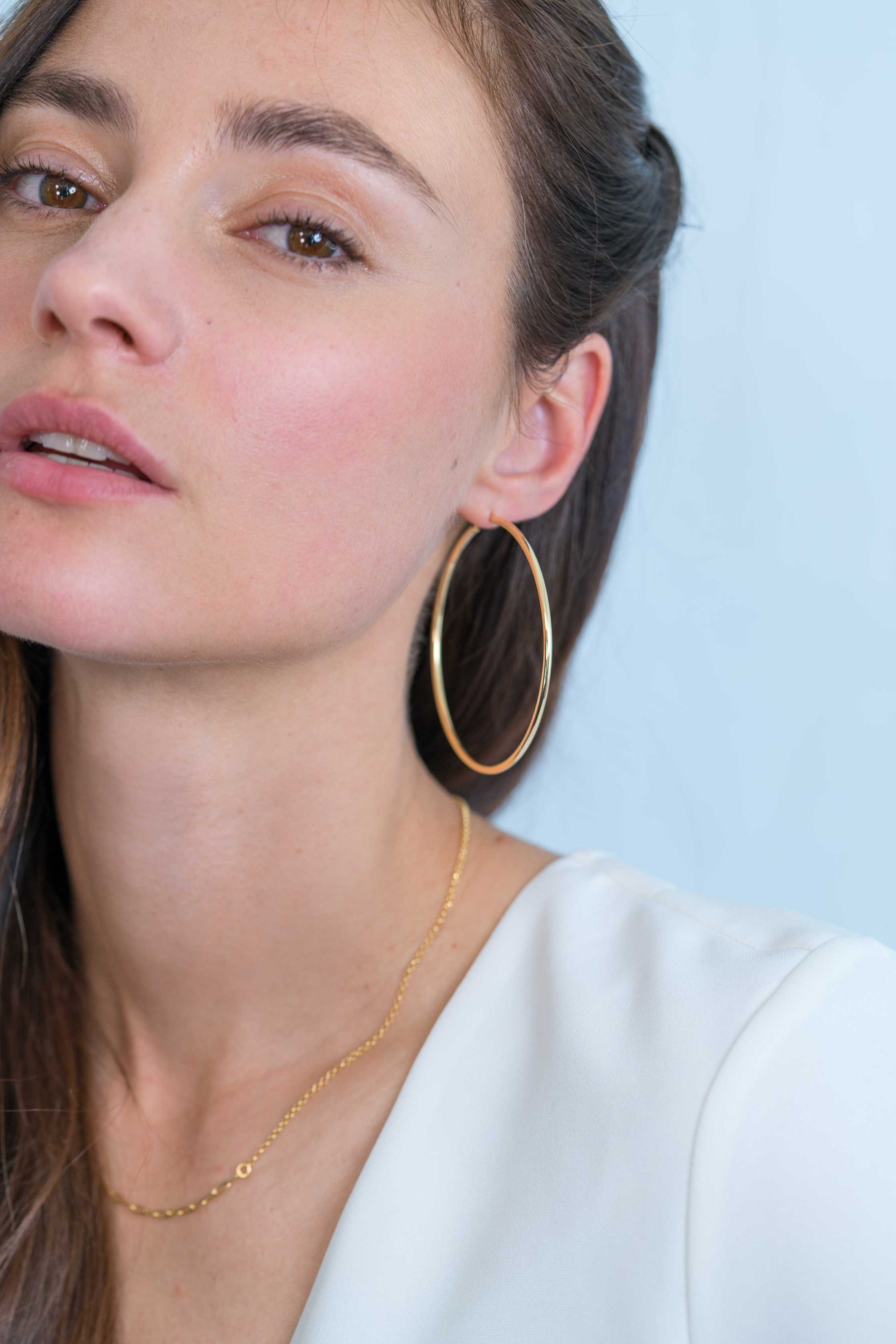 ZINZI zilveren oorringen 14K geel verguld glad 65x2mm rond ZIO438G