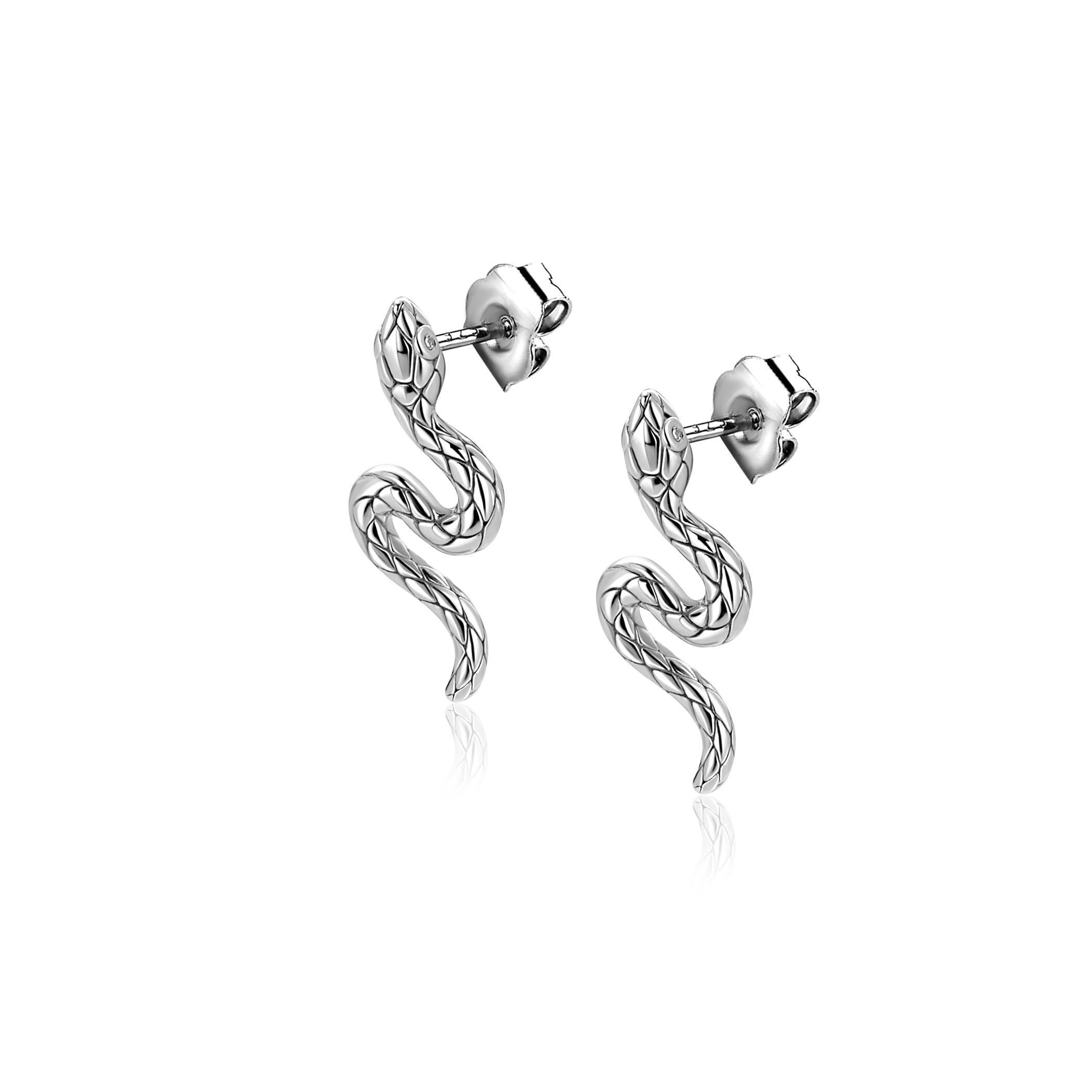 18mm ZINZI zilveren oorstekers slang met zirkonia-ogen ZIO2721