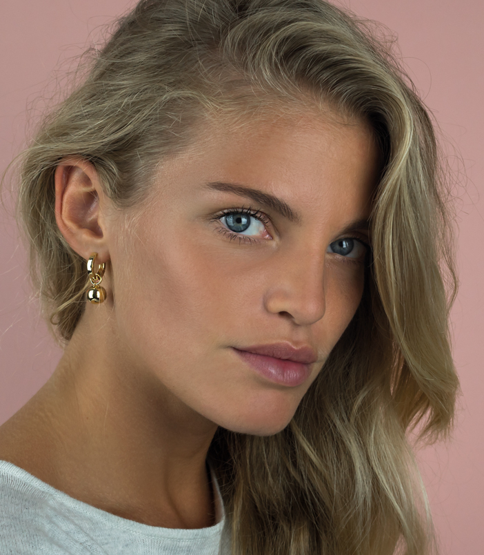 ZINZI zilveren oorbedels geel verguld bol 10mm ZICH716G. (zonder oorringen).