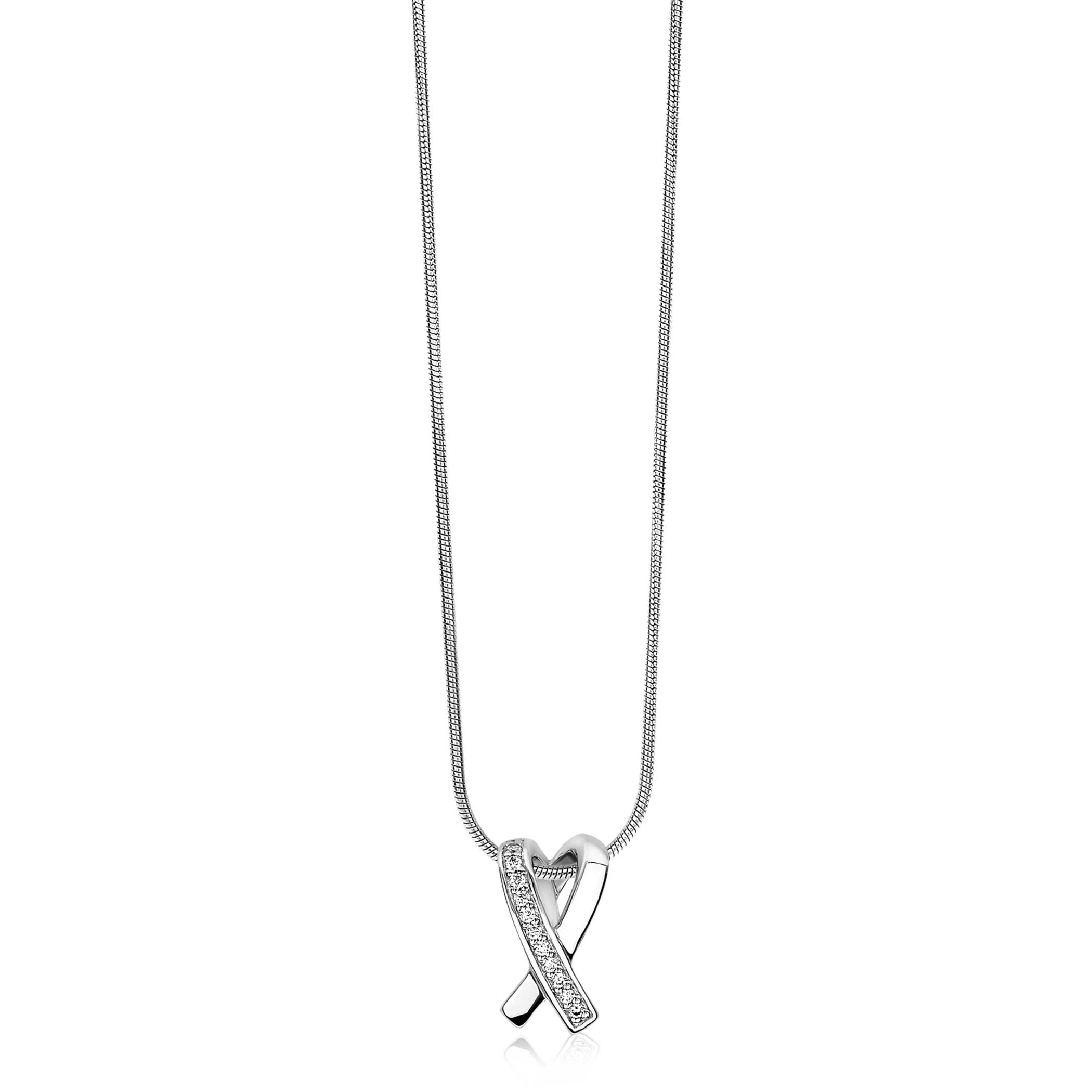 ZINZI zilveren hanger kruislings wit ZIH1625 (zonder collier)

