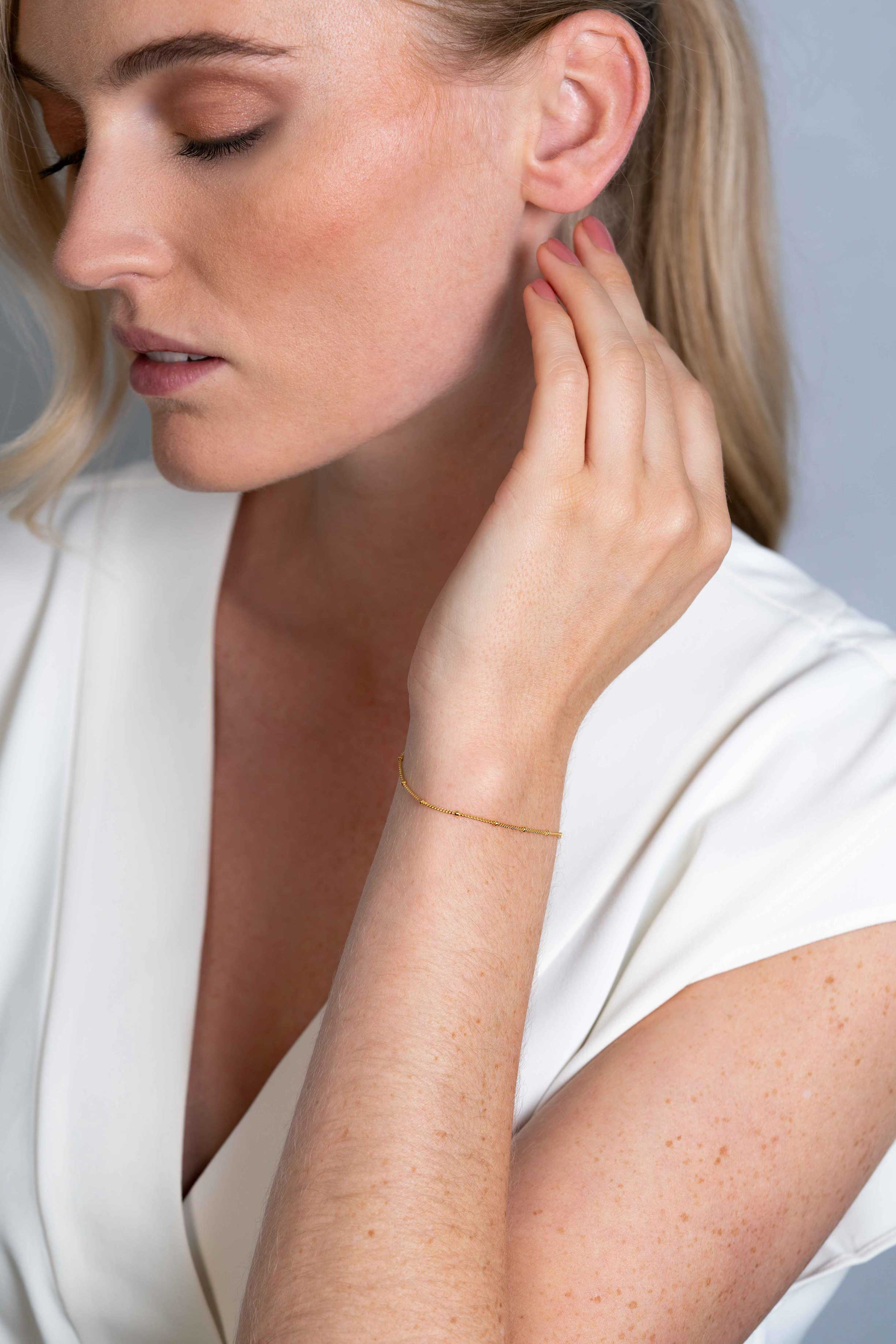 ZINZI zilveren 14K geel verguld gourmet armbandje met bolletjes 17-20cm ZIA2181G