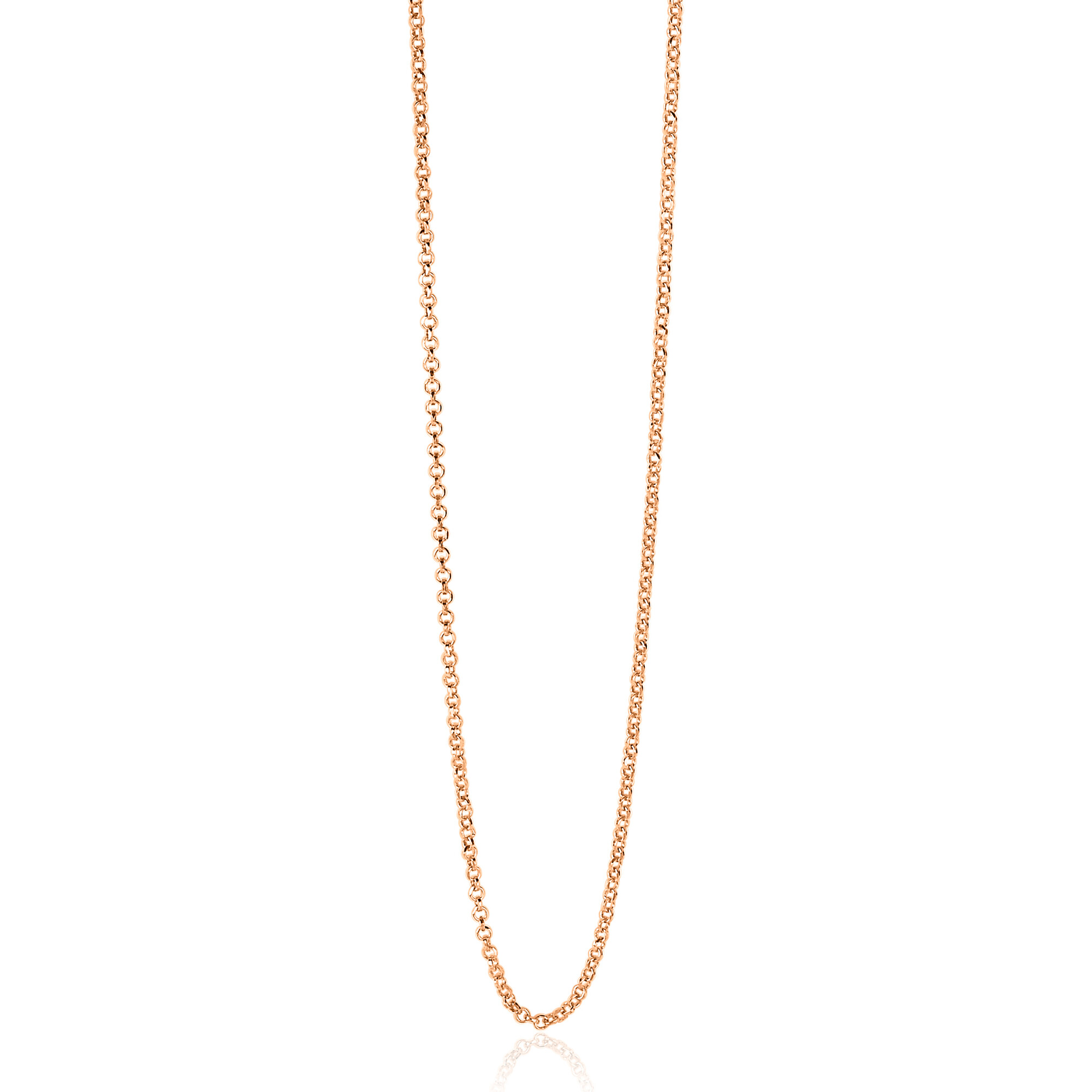 80cm ZINZI zilveren jasseron ketting rosé verguld ZILC-J80R