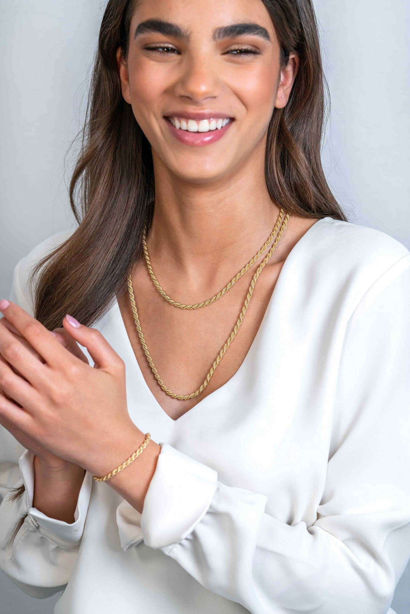 ZINZI gold plated zilveren koord ketting 60cm 4mm breed ZIC2343G60