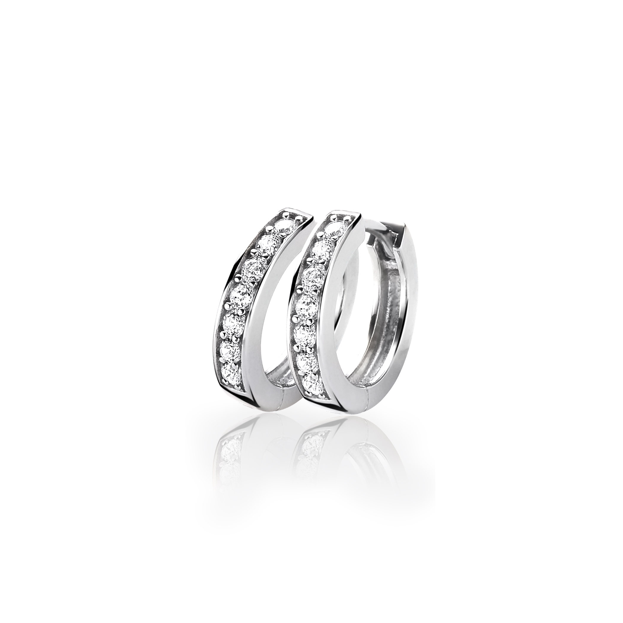 Zinzi zilveren oorringen 15 x 3mm witte zirconia's met luxe klapsluiting ZIO191Z
