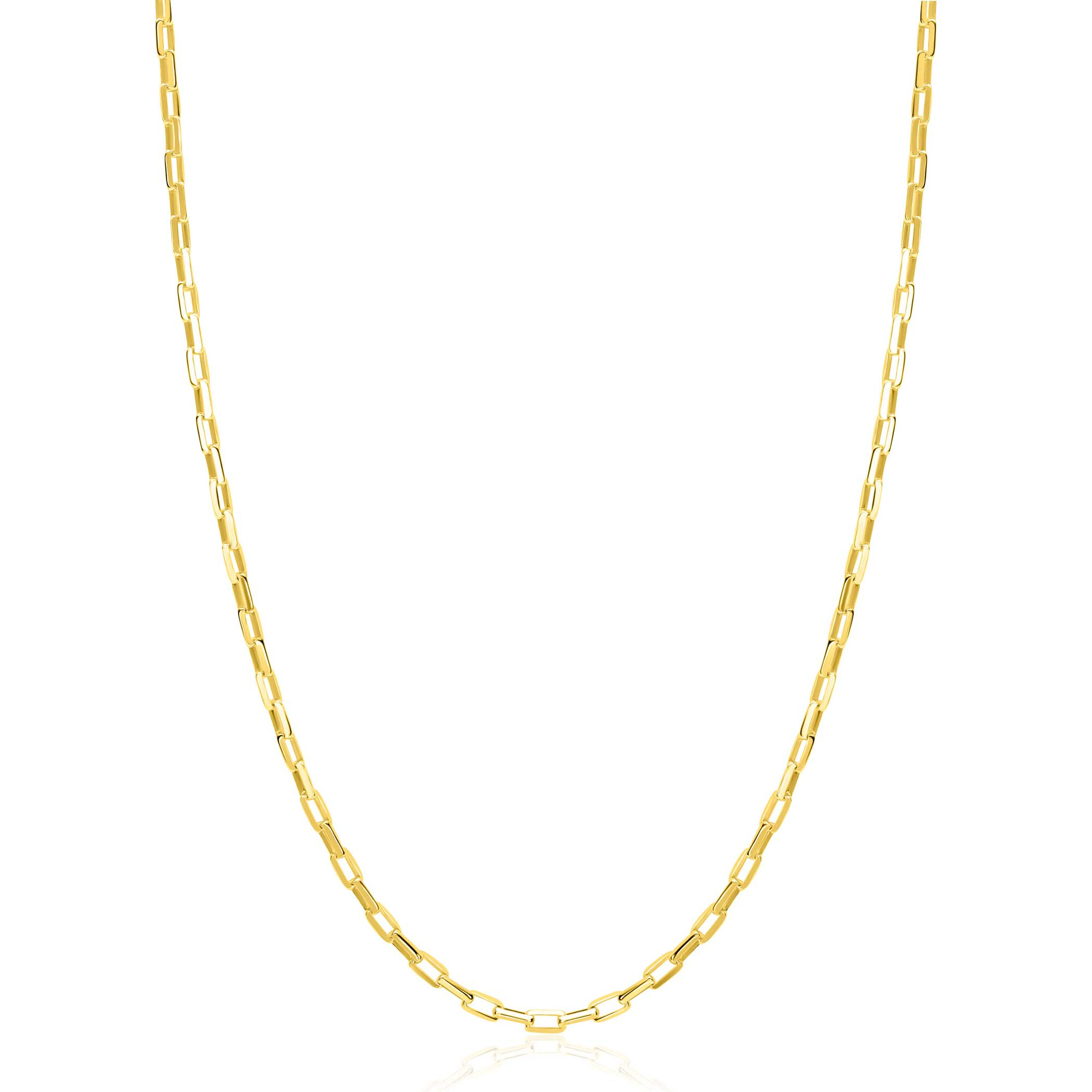 ZINZI gold plated zilveren paperclip schakel ketting (2,2mm breed) 42-45cm ZIC2845G