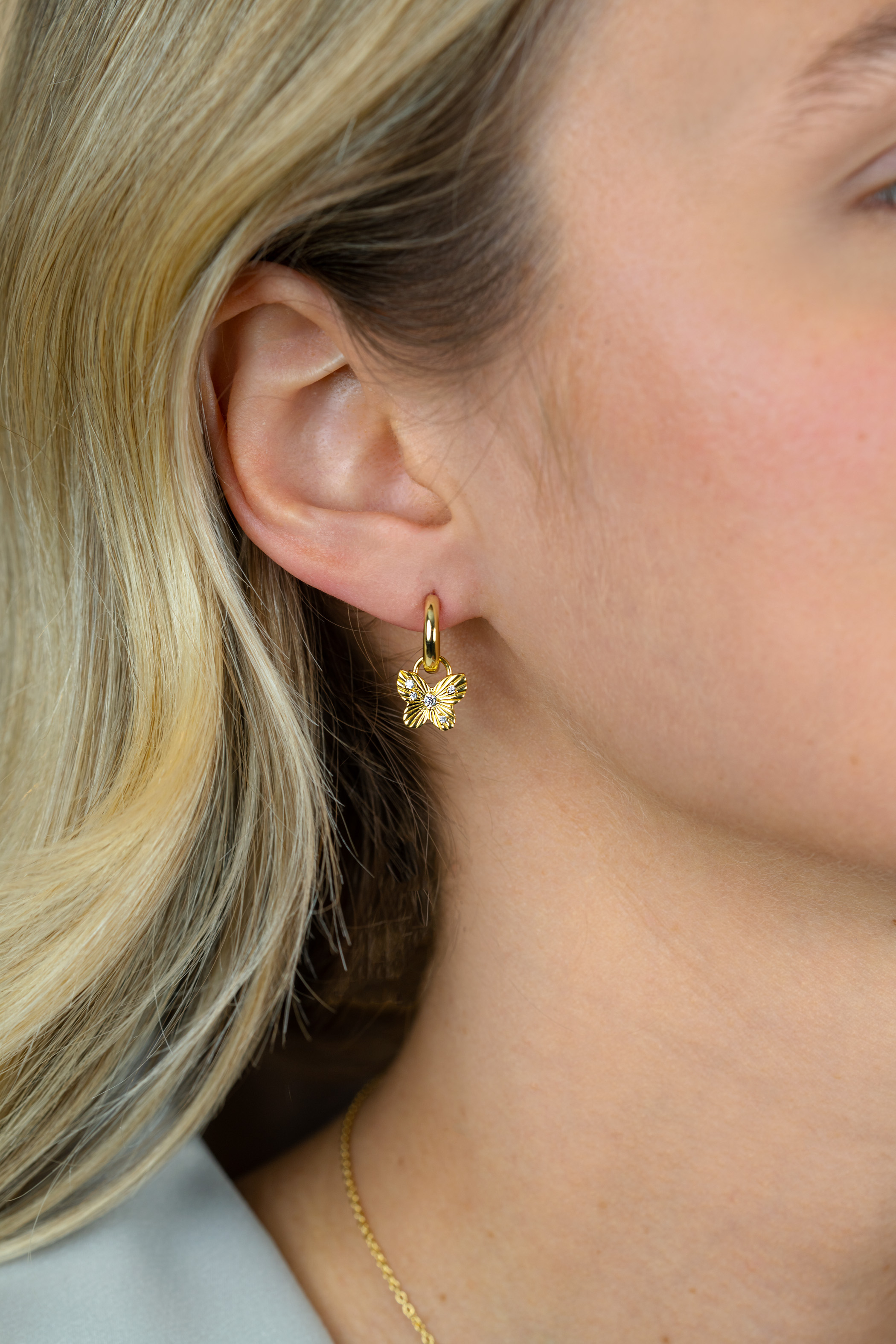 10mm ZINZI gold plated zilveren oorbedels vlinder ZICH2742 (zonder oorringen)