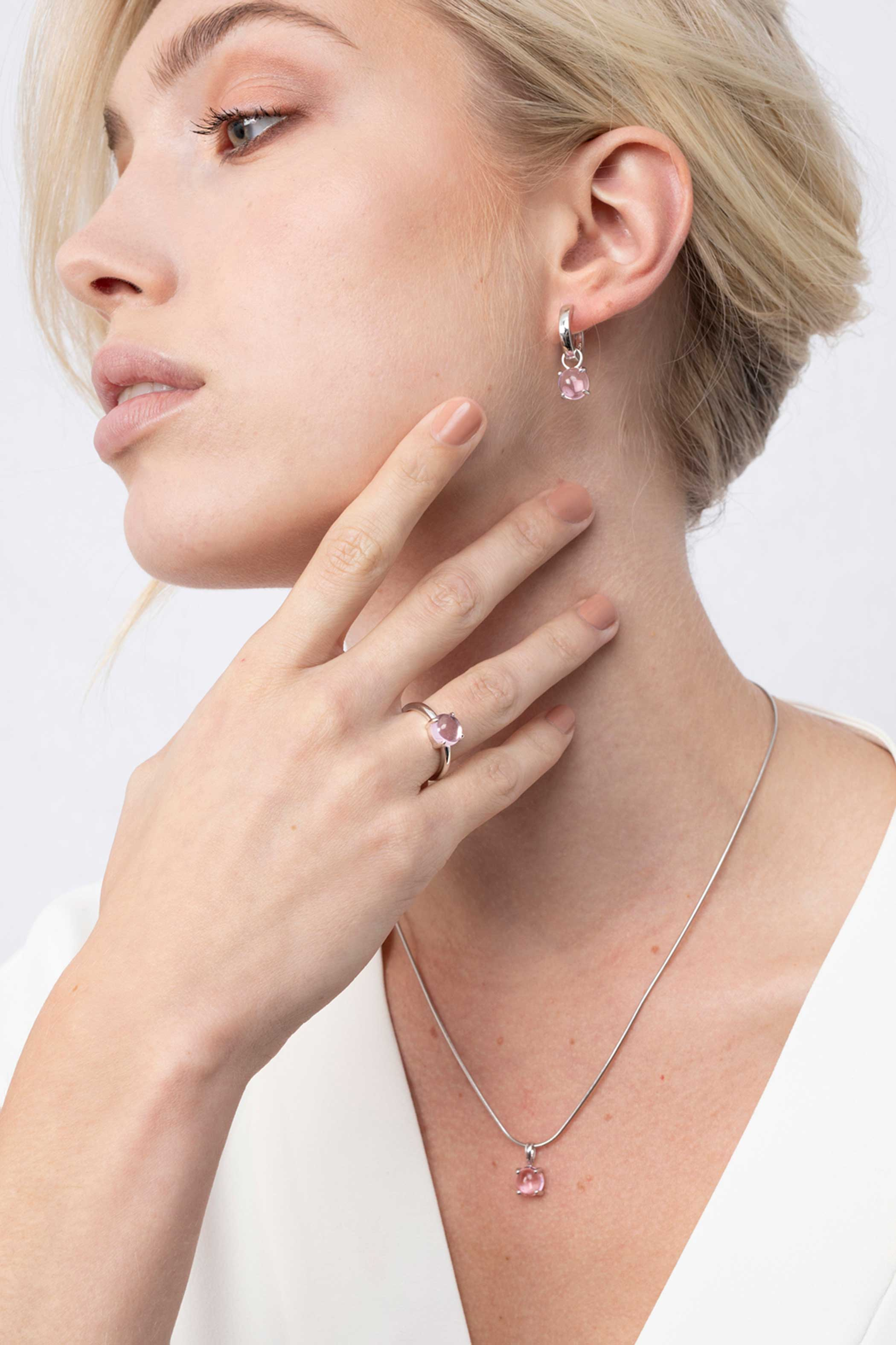 ZINZI zilveren hanger rond zachtroze 14mm ZIH2089R
