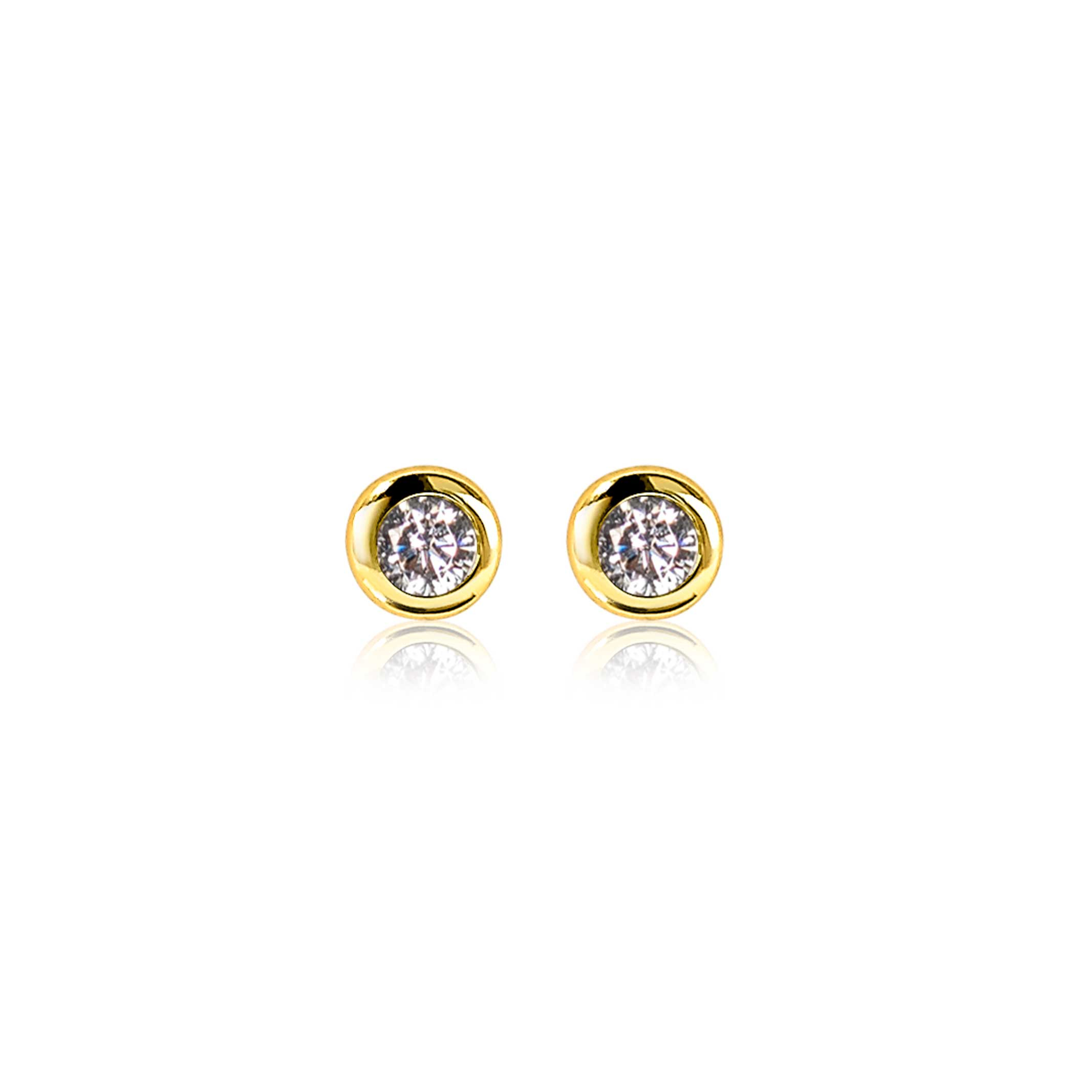 APRIL oorknoppen 4mm gold plated met geboortesteen diamant wit zirconia

