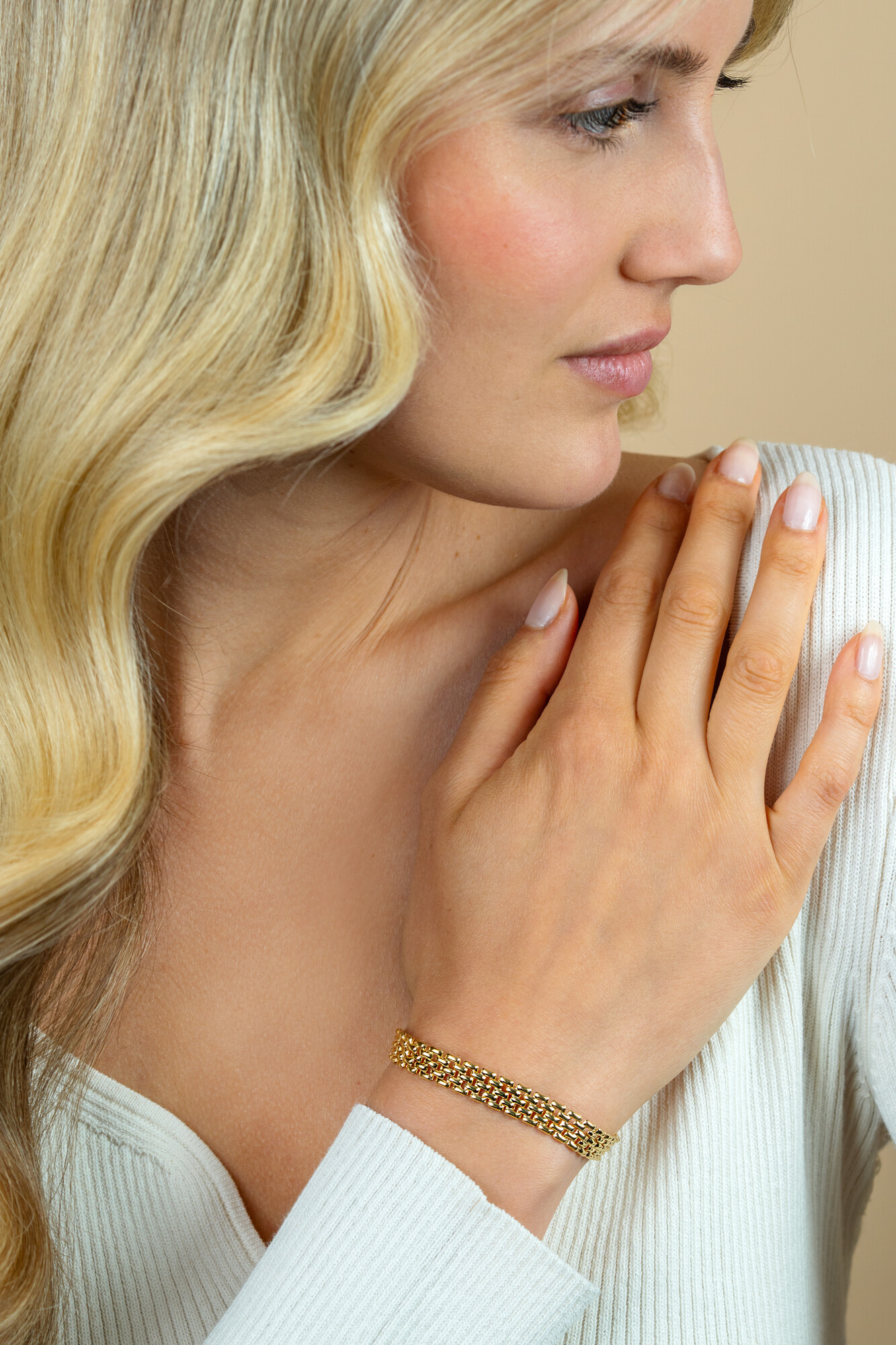 ZINZI gold plated zilveren armband met 8mm brede rolex-style schakel 16,5-20cm ZIA2289G