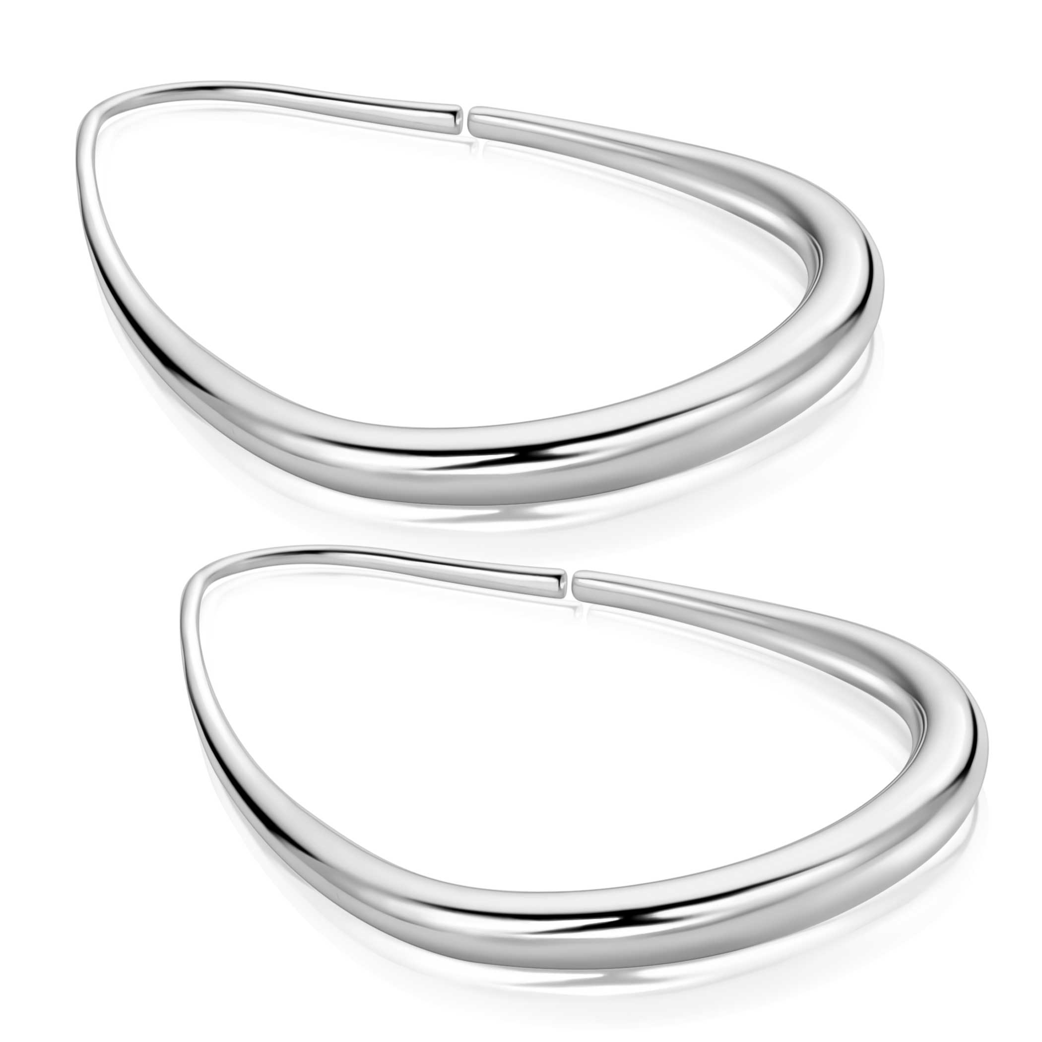 39mm ZINZI zilveren druppelvormige extra grote oorringen gladde buis 3,5mm ZIO-BF149
