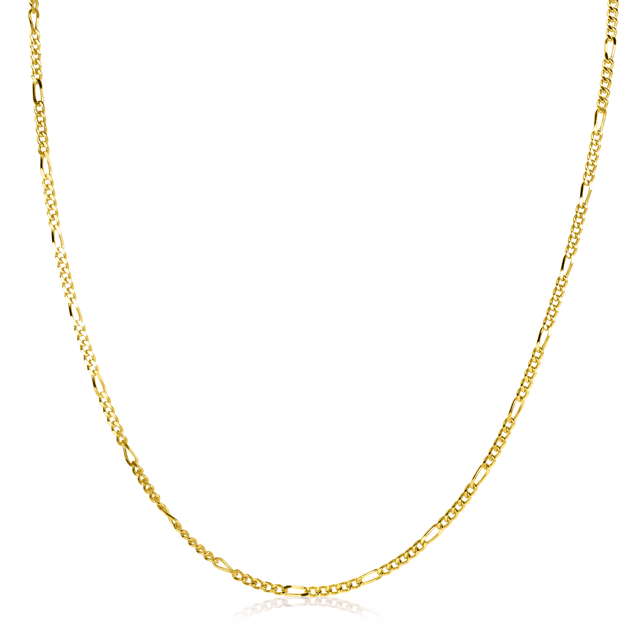 45cm ZINZI gold plated zilveren figaro ketting ZILC-F45G
