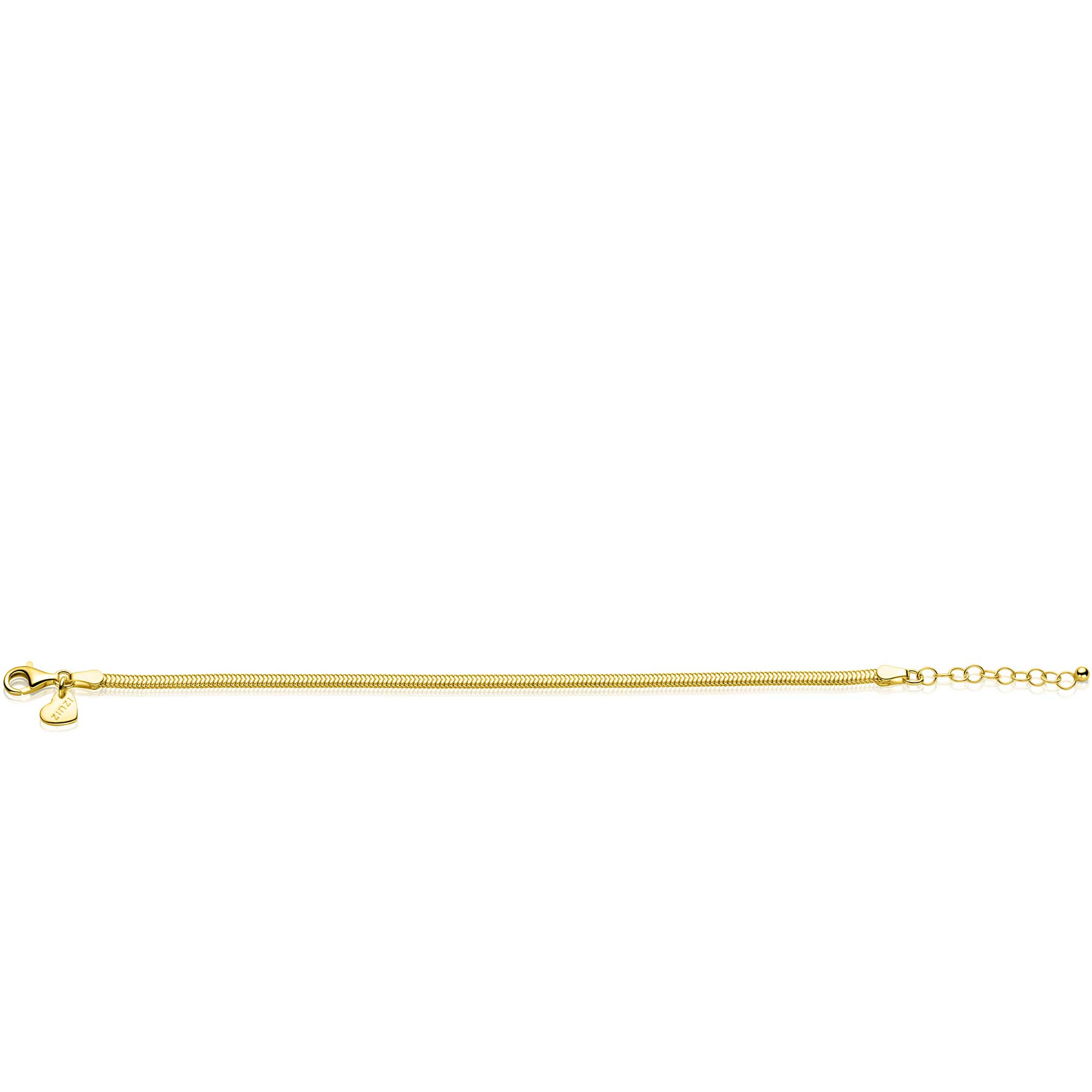 ZINZI gold plated zilveren platte slangen schakel armband (2,8mm breed) 18-21cm ZIA2847G