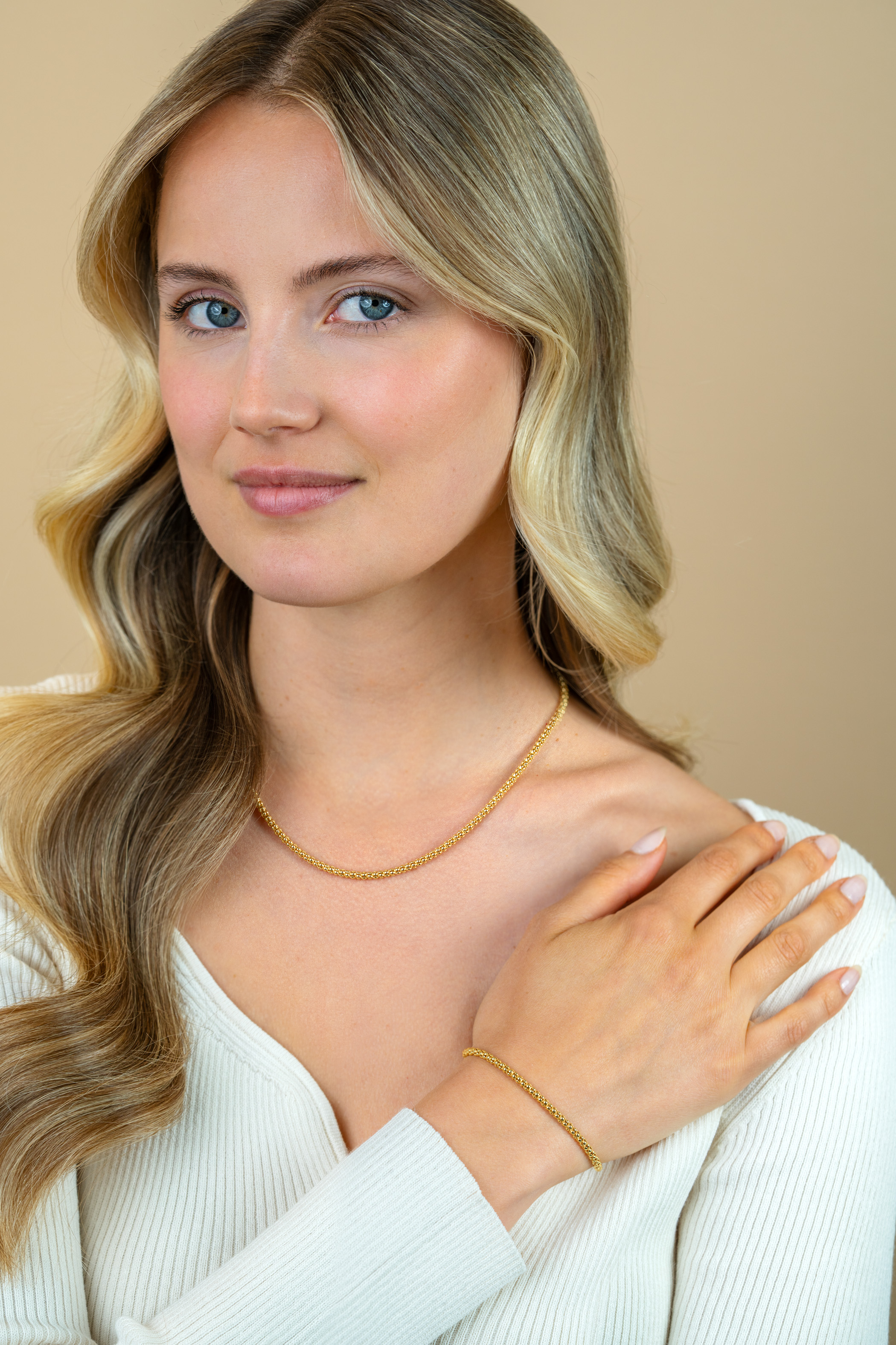 ZINZI zilveren schakelcollier 14K geelverguld 45cm ZIC1288G