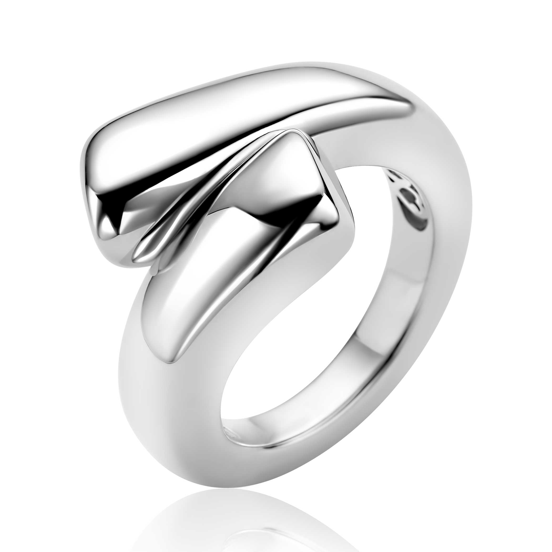 ZINZI zilveren statementring met krachtige lijnen en vloeiende vormen ZIR2786C