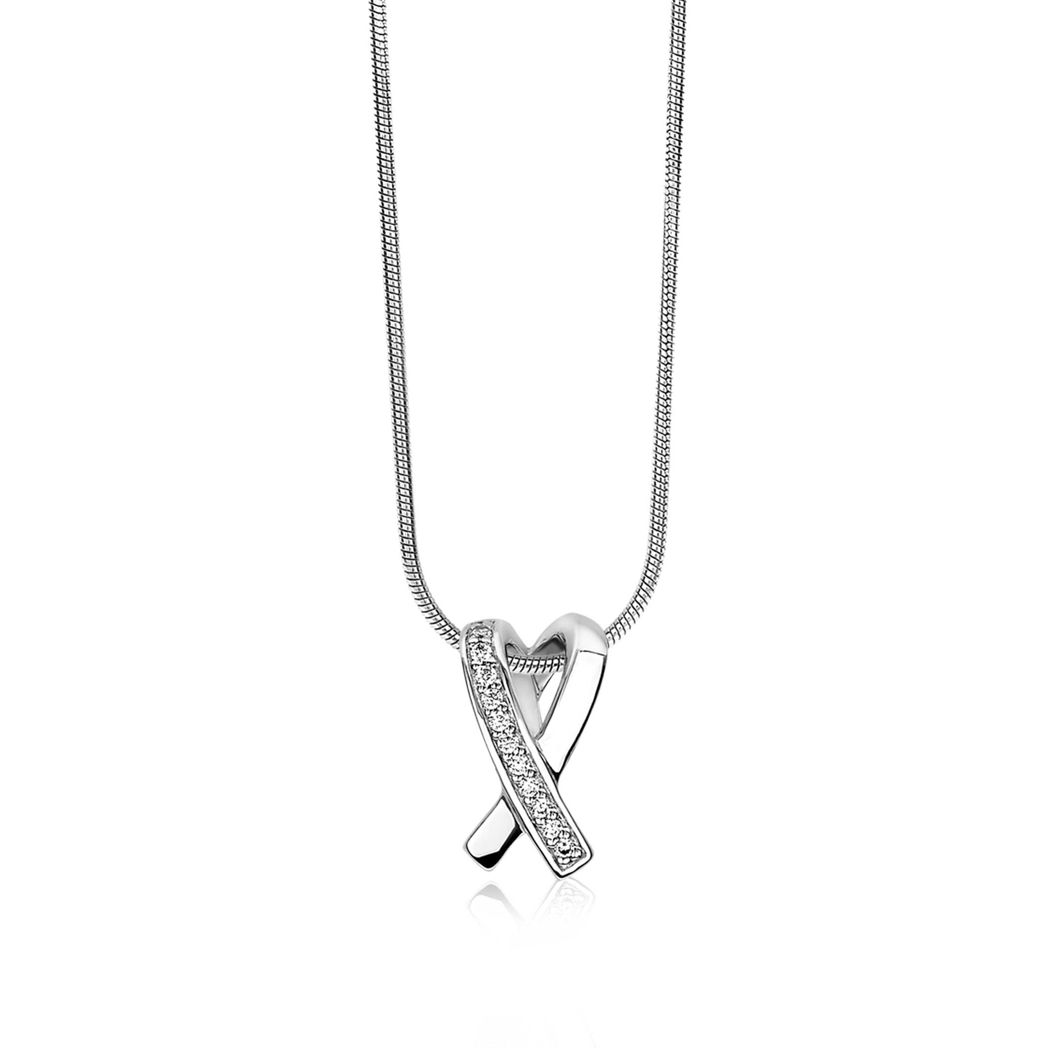 ZINZI zilveren hanger kruislings wit ZIH1625 (zonder collier)
