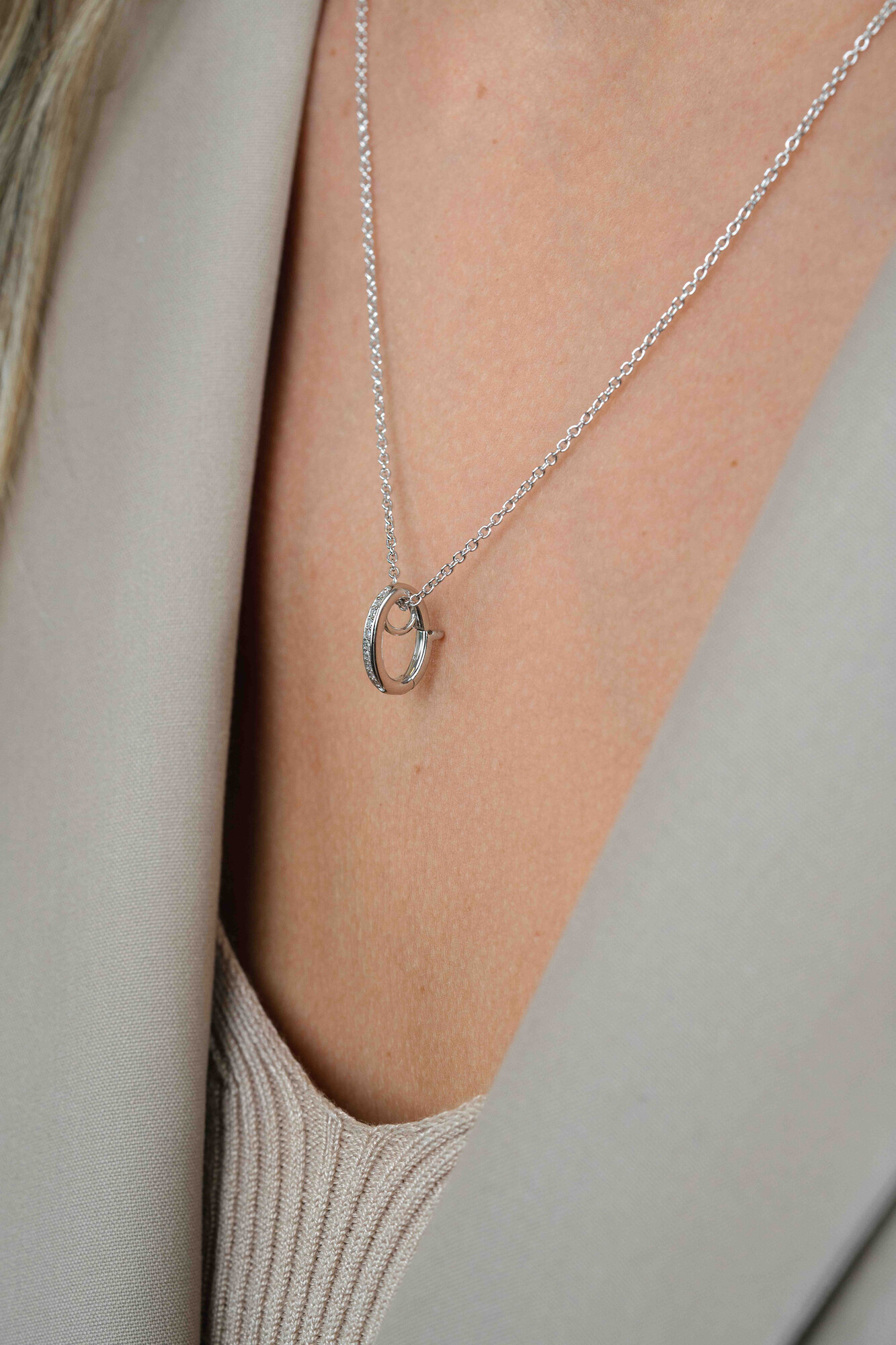 ZINZI zilveren hanger met witte zirconia's om je oorbedels aan te hangen ZIH2CH