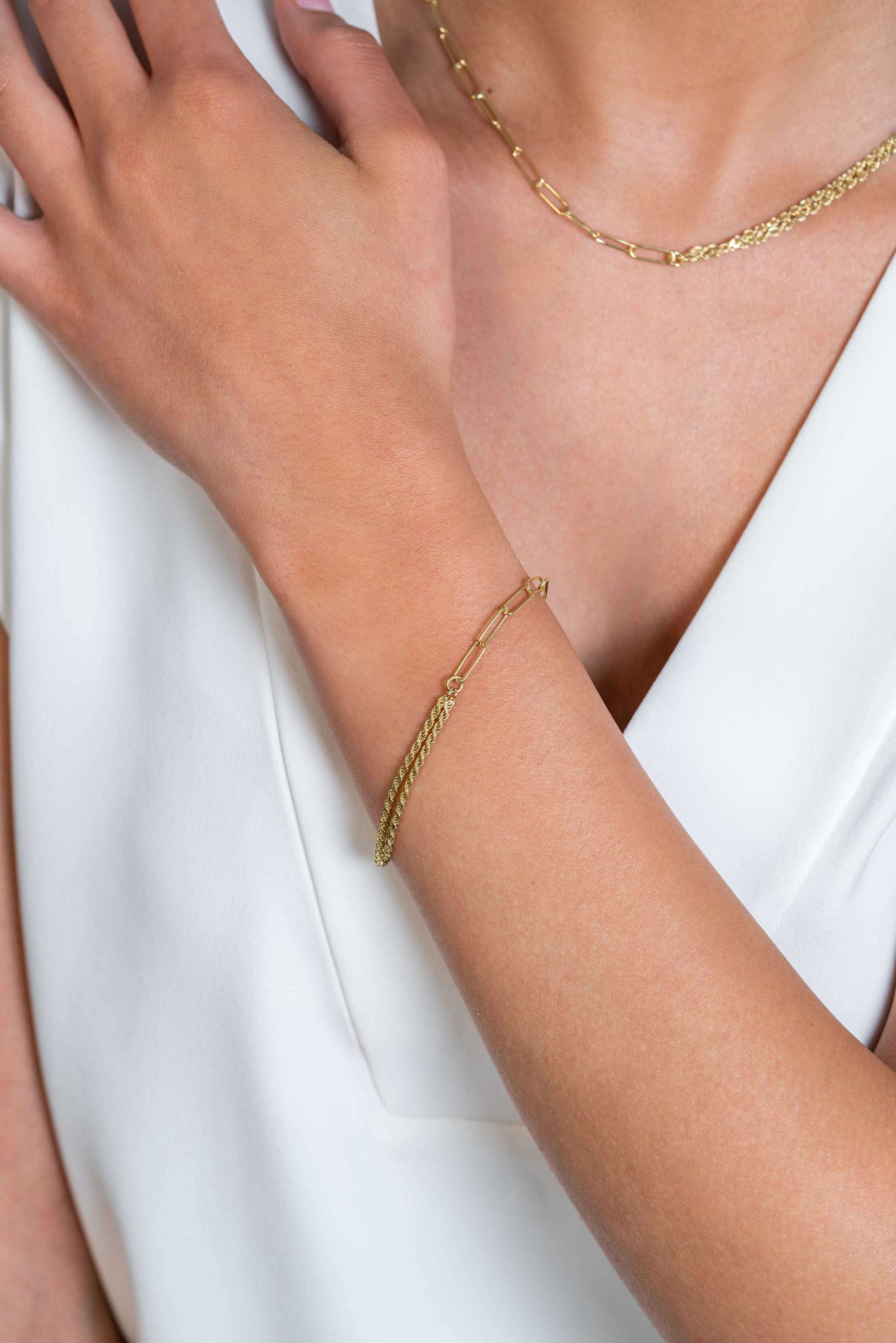 ZINZI gold plated zilveren multi-look armband met twee trendy schakels en kapittel-sluiting ZIA2380
