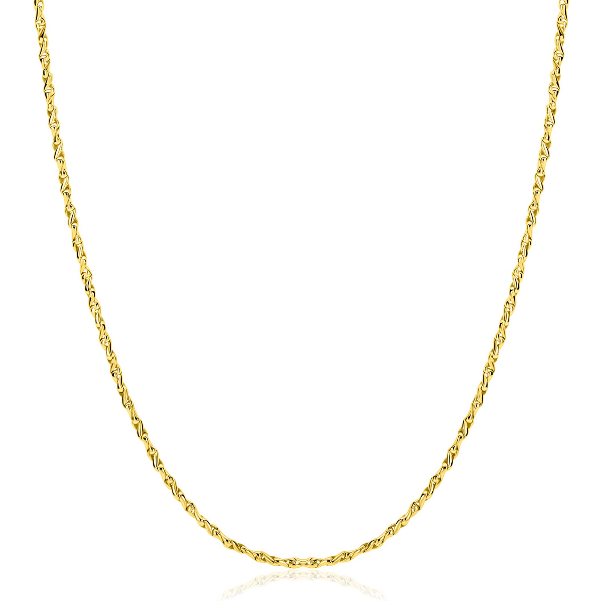 ZINZI gold plated zilveren organisch gedraaide schakel ketting (1,8mm breed) 42-45cm ZIC2843G