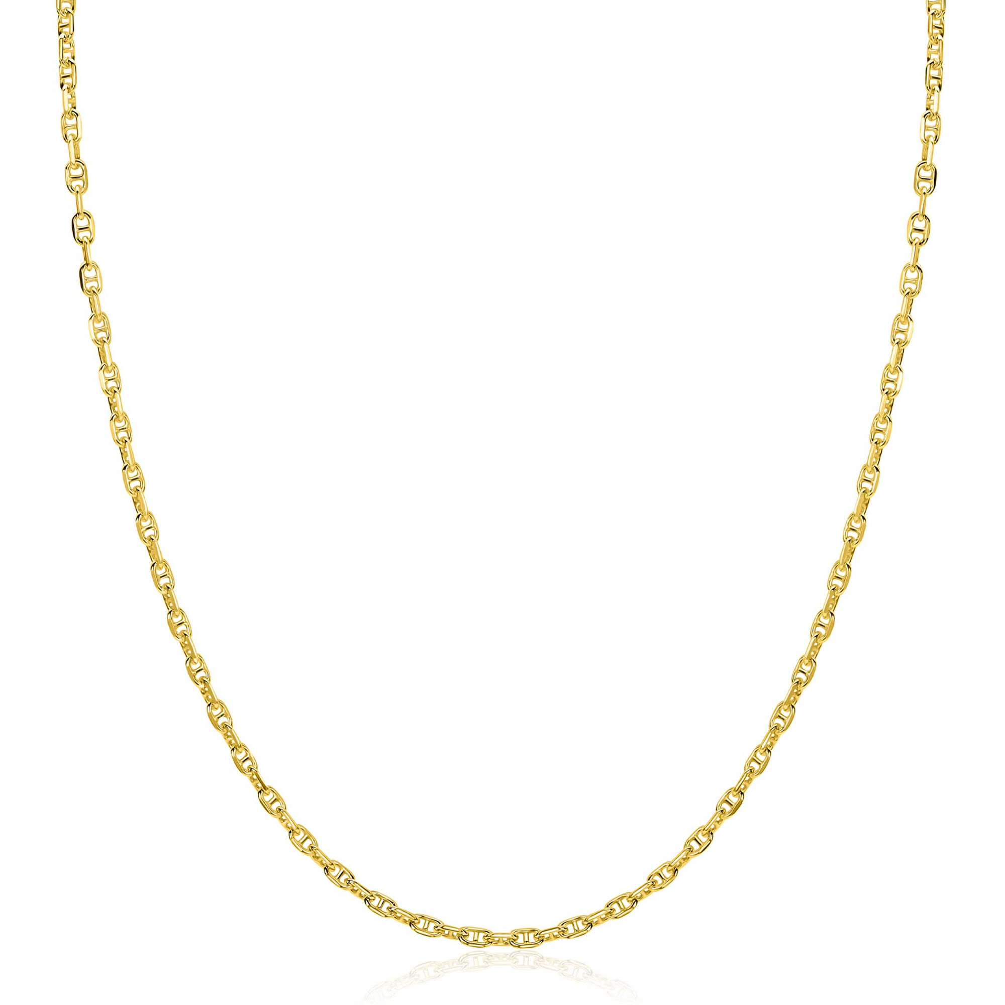 ZINZI gold plated zilveren marine schakel ketting (2,3mm breed) 42-45cm ZIC2841G