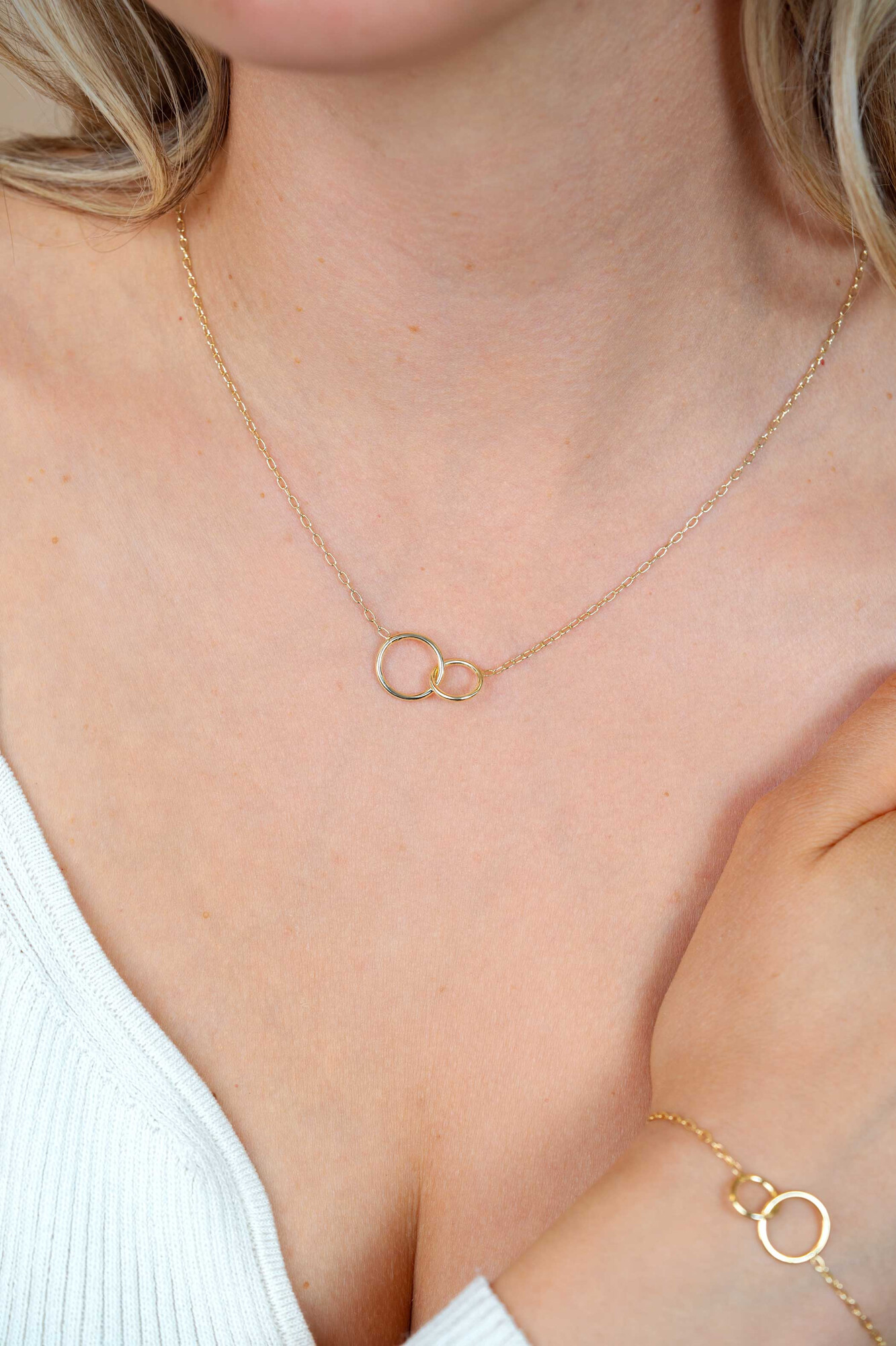 ZINZI gold plated zilveren paperclip schakel ketting met ronde vormen 42-45cm ZIC2275G