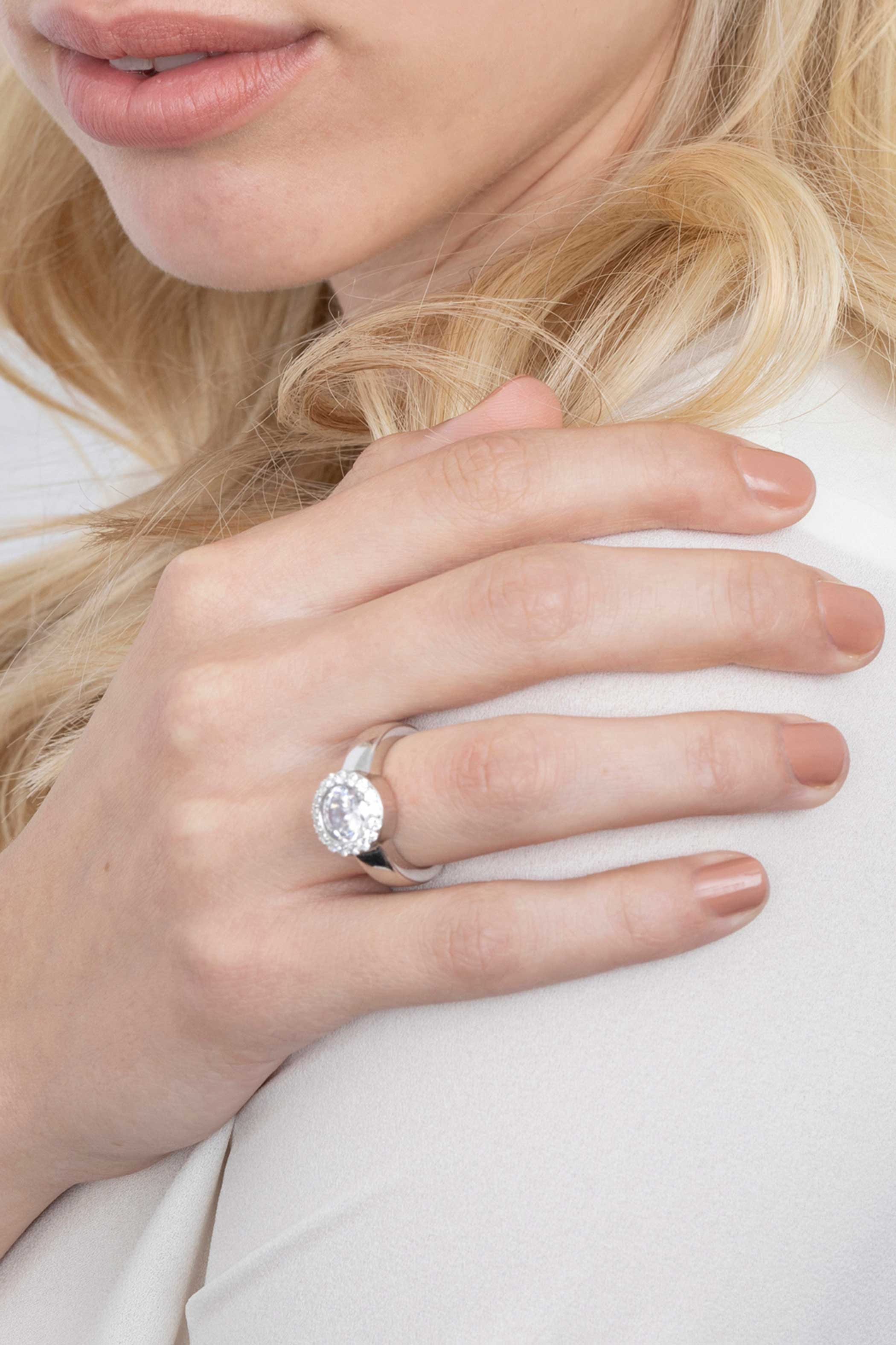 ZINZI zilveren wisselring rond wit ZIR4C