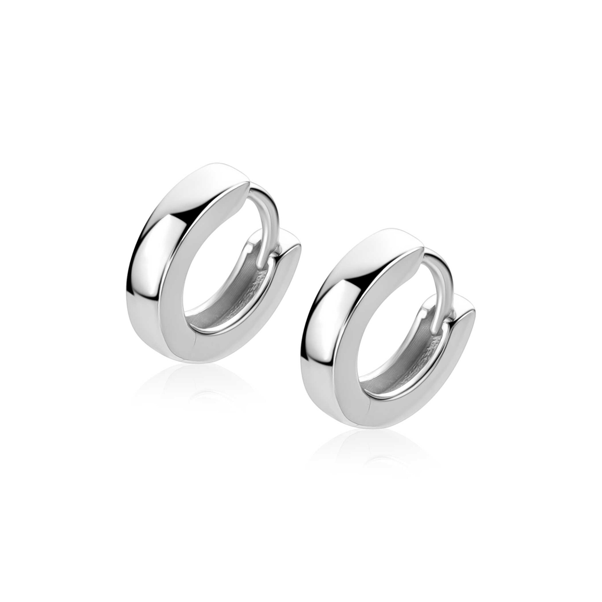 13,5mm ZINZI zilveren oorringen met vierkante gladde buis 3mm, luxe klapsluiting ZIO2861
