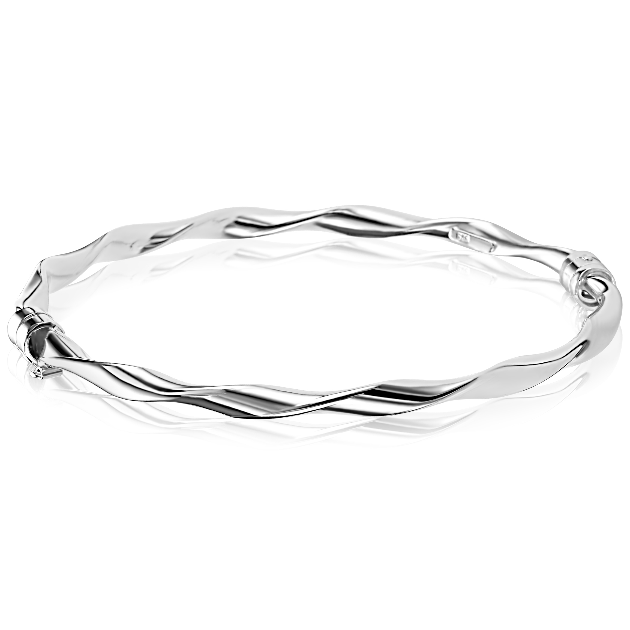 ZINZI zilveren bangle armband met gedraaide buis 4mm met luxe scharniersluiting ZIA2756