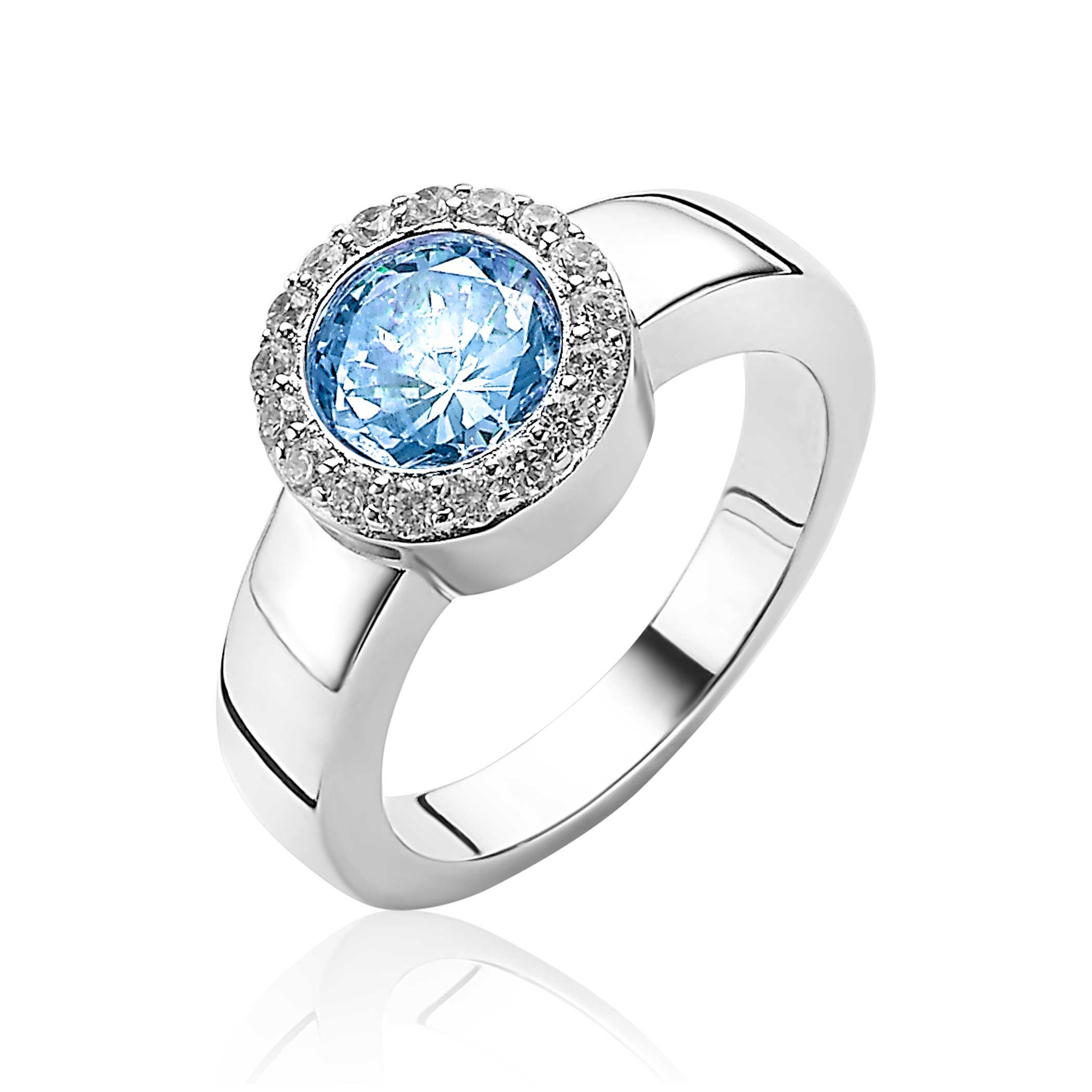 ZINZI zilveren wisselring rond wit ZIR4C