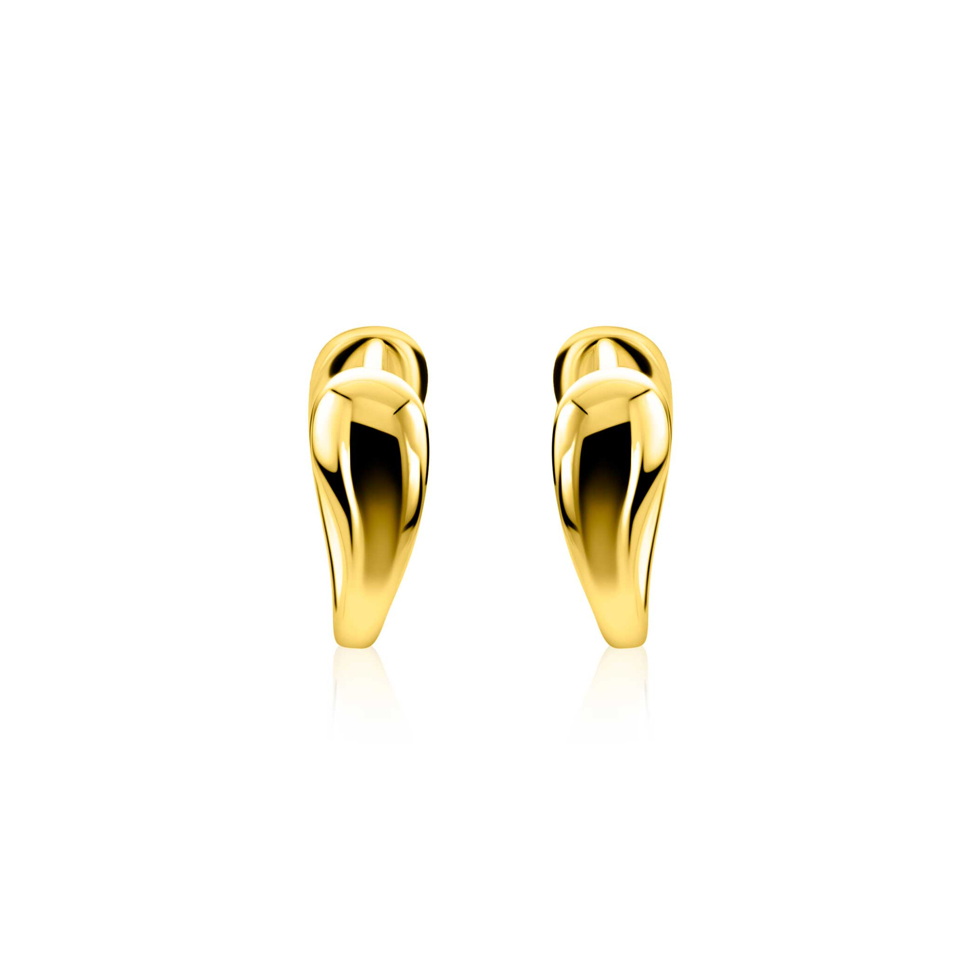 16mm ZINZI gold plated zilveren oorringen met een glad organisch gevormd design, luxe klapsluiting ZIO2840G