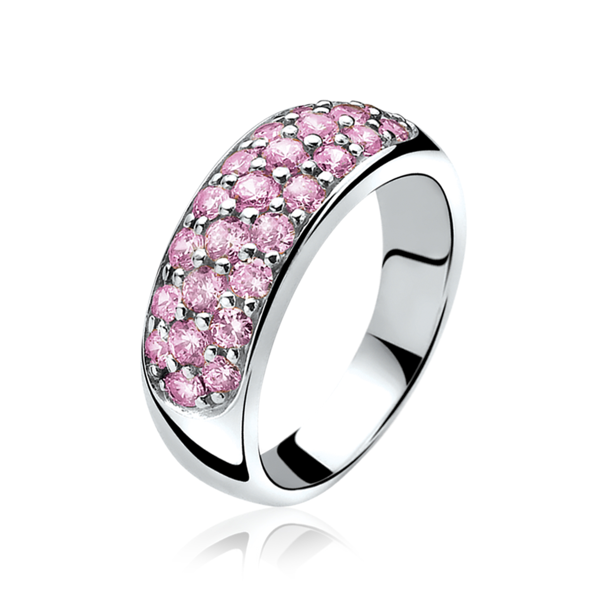 ZINZI zilveren ring roze ZIR334R
