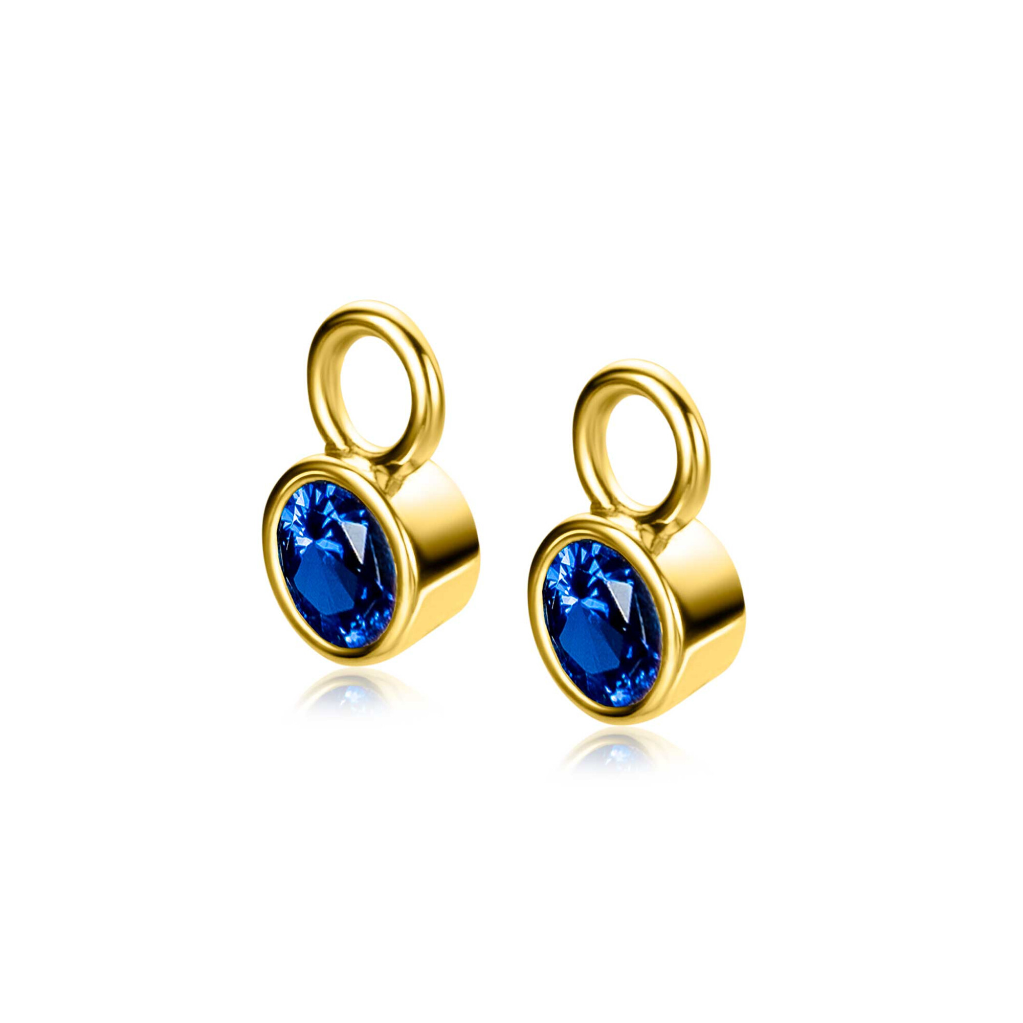 SEPTEMBER oorbedels gold plated met geboortesteen blauw saffier zirconia (excl. oorringen)
