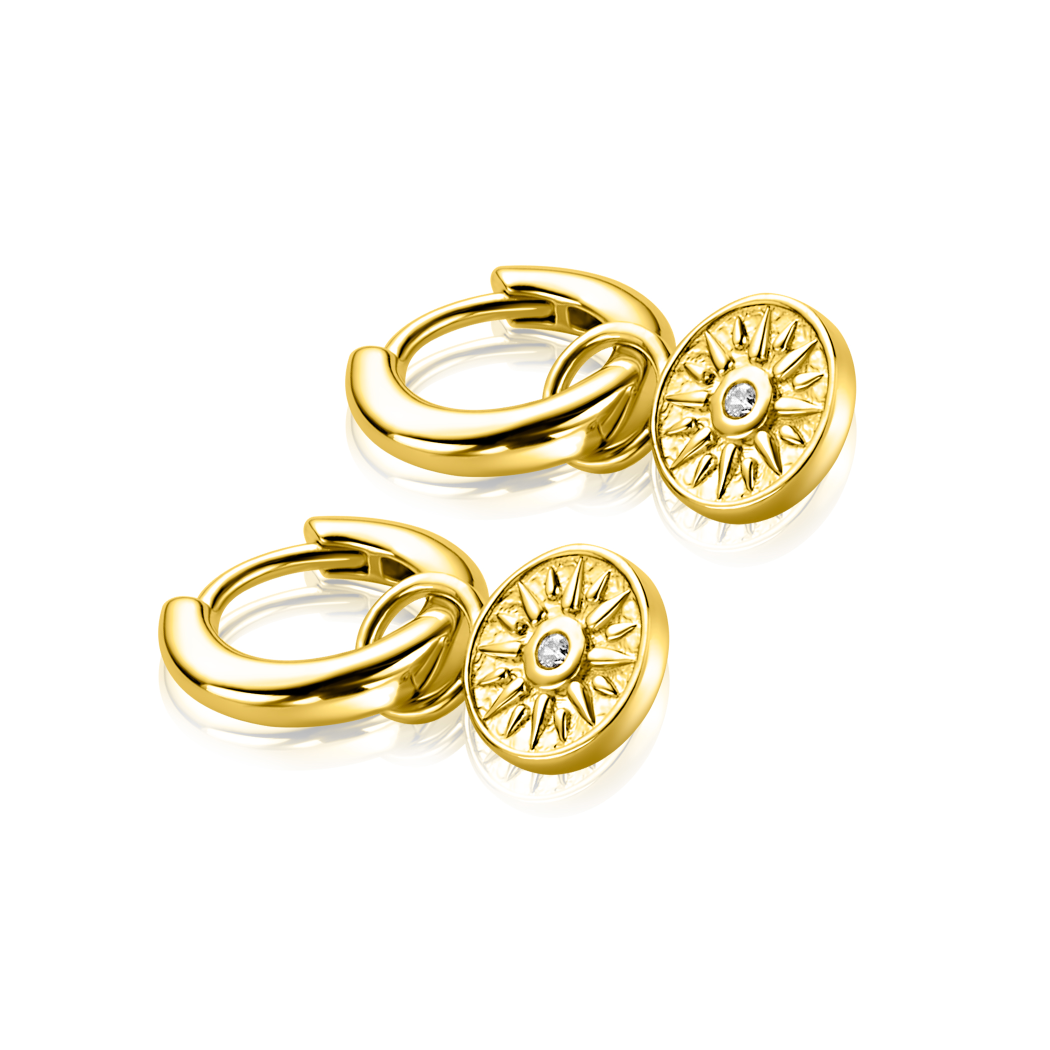 8mm ZINZI gold plated zilveren oorbedels zon ZICH2741 (zonder oorringen)