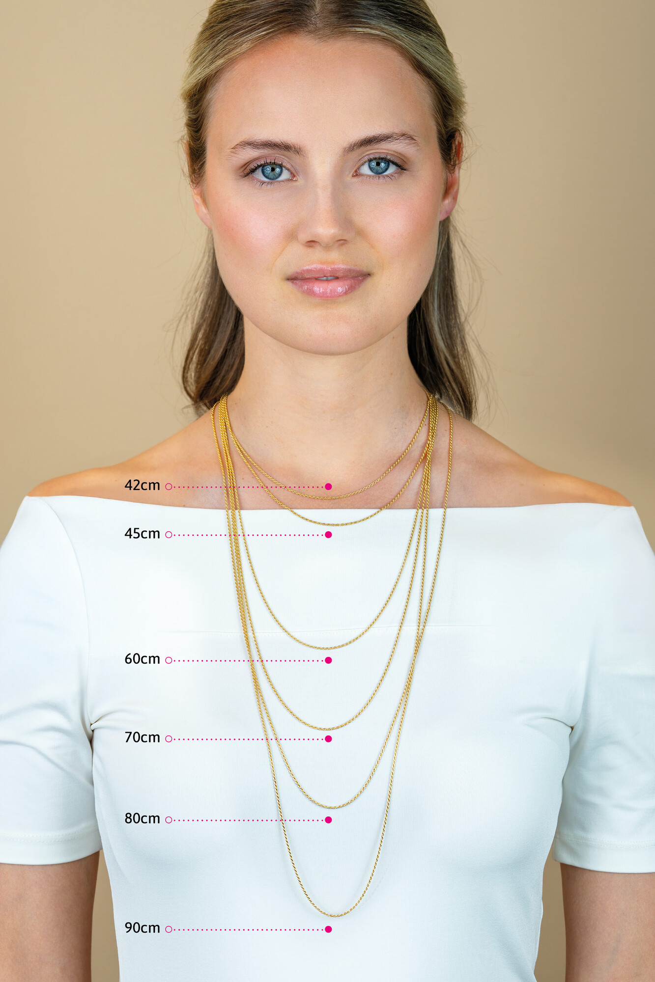 90cm ZINZI zilveren bolletjes ketting gold plated. 0,9mm breed. ZILC-B90G