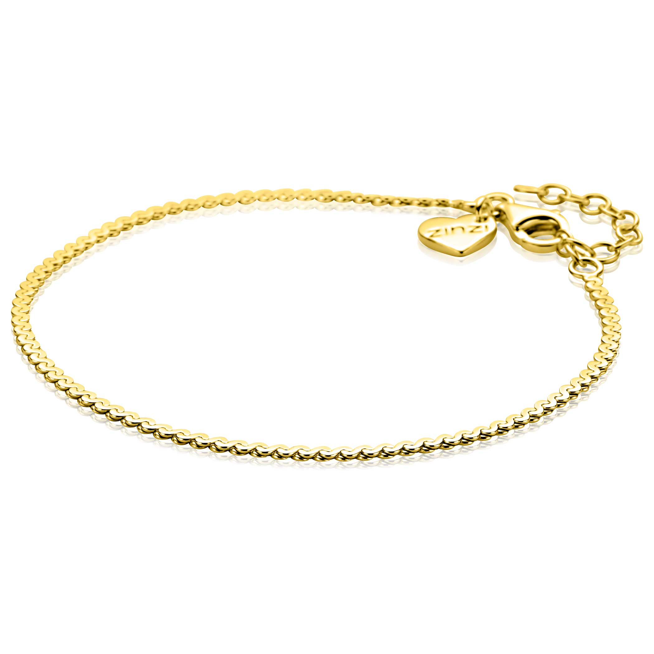 ZINZI gold plated zilveren schakelarmband met fijne gladde S schakel ZIA2774G