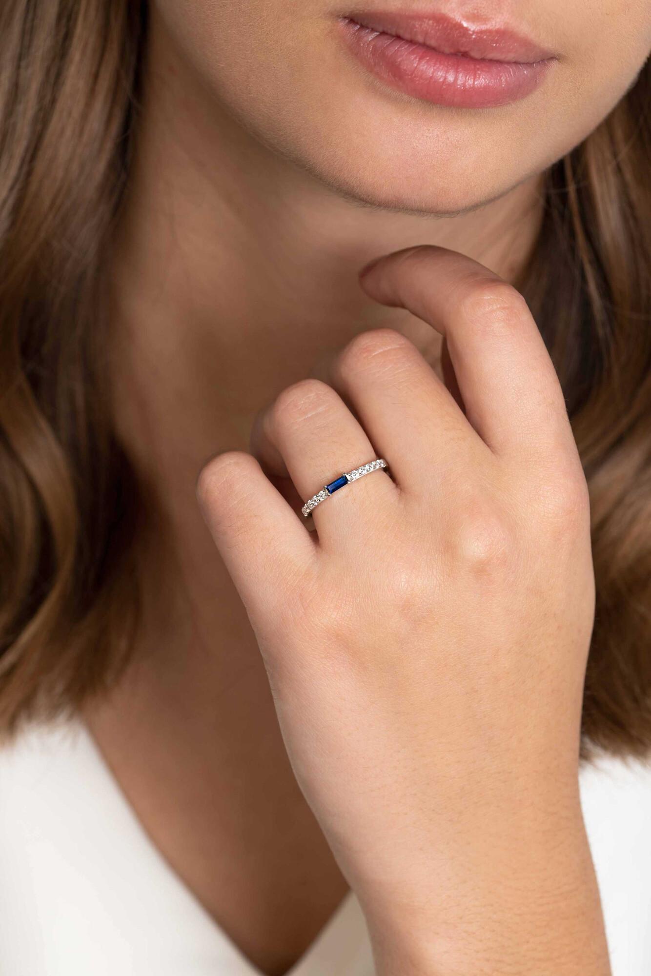 ZINZI zilveren luxe aanschuifring baguette geslepen donkerblauwe zirconia ZIR2133BC