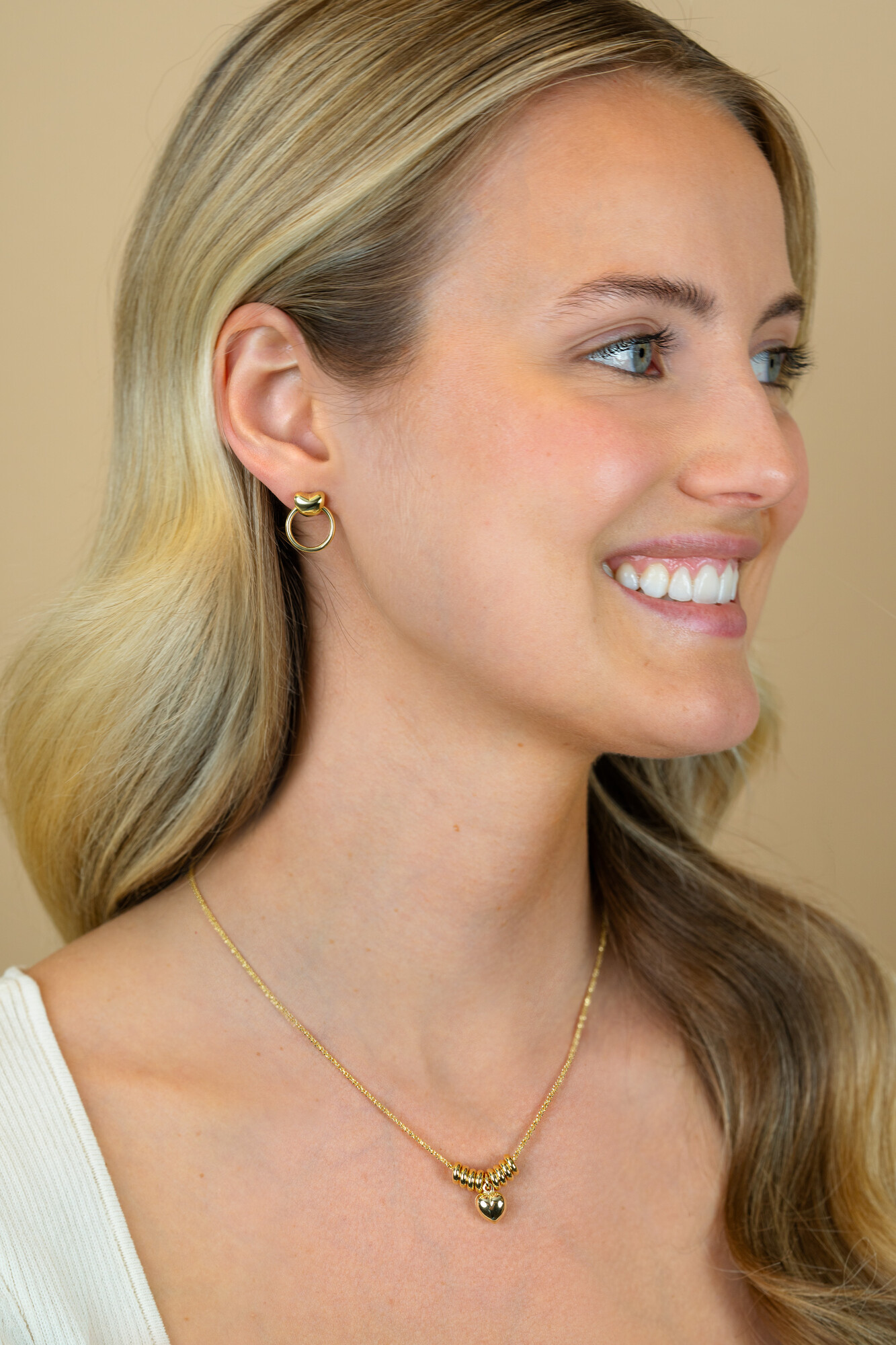 ZINZI gold plated zilveren ketting 42-45cm met hart en 8 glanzende donuts ZIC2760