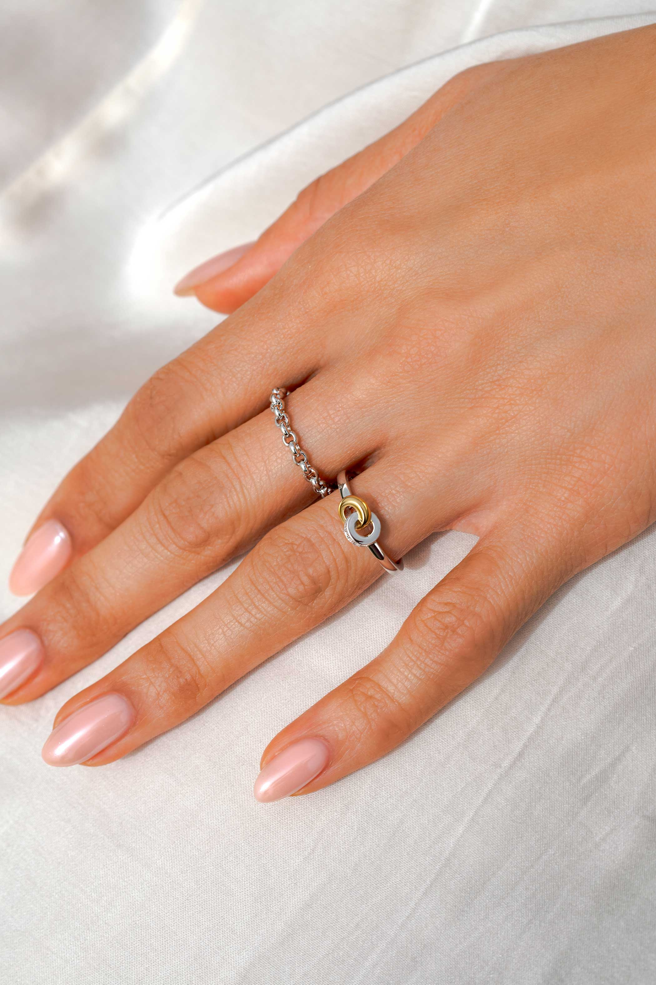 ZINZI zilveren schakel ring met trendy jasseron schakels 3mm breed ZIR2622C