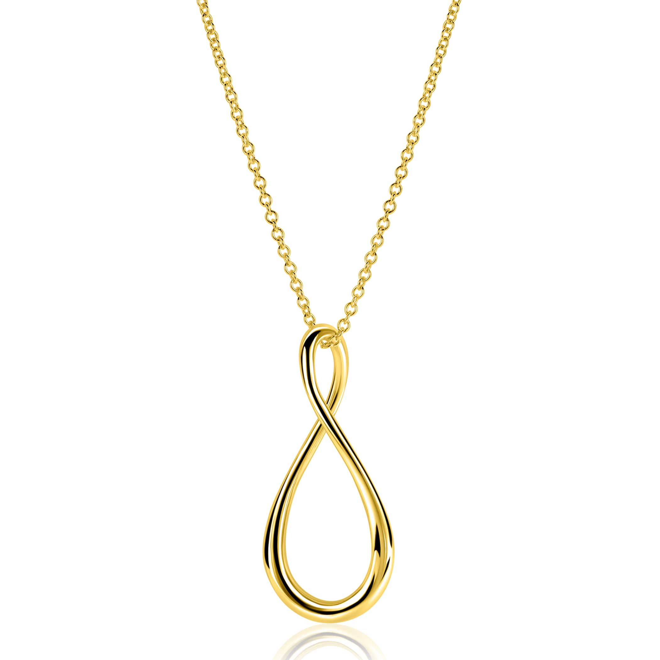 ZINZI goldplated zilveren ketting 60cm met grote gestileerde Infinity-hanger 52mm ZIC2675G