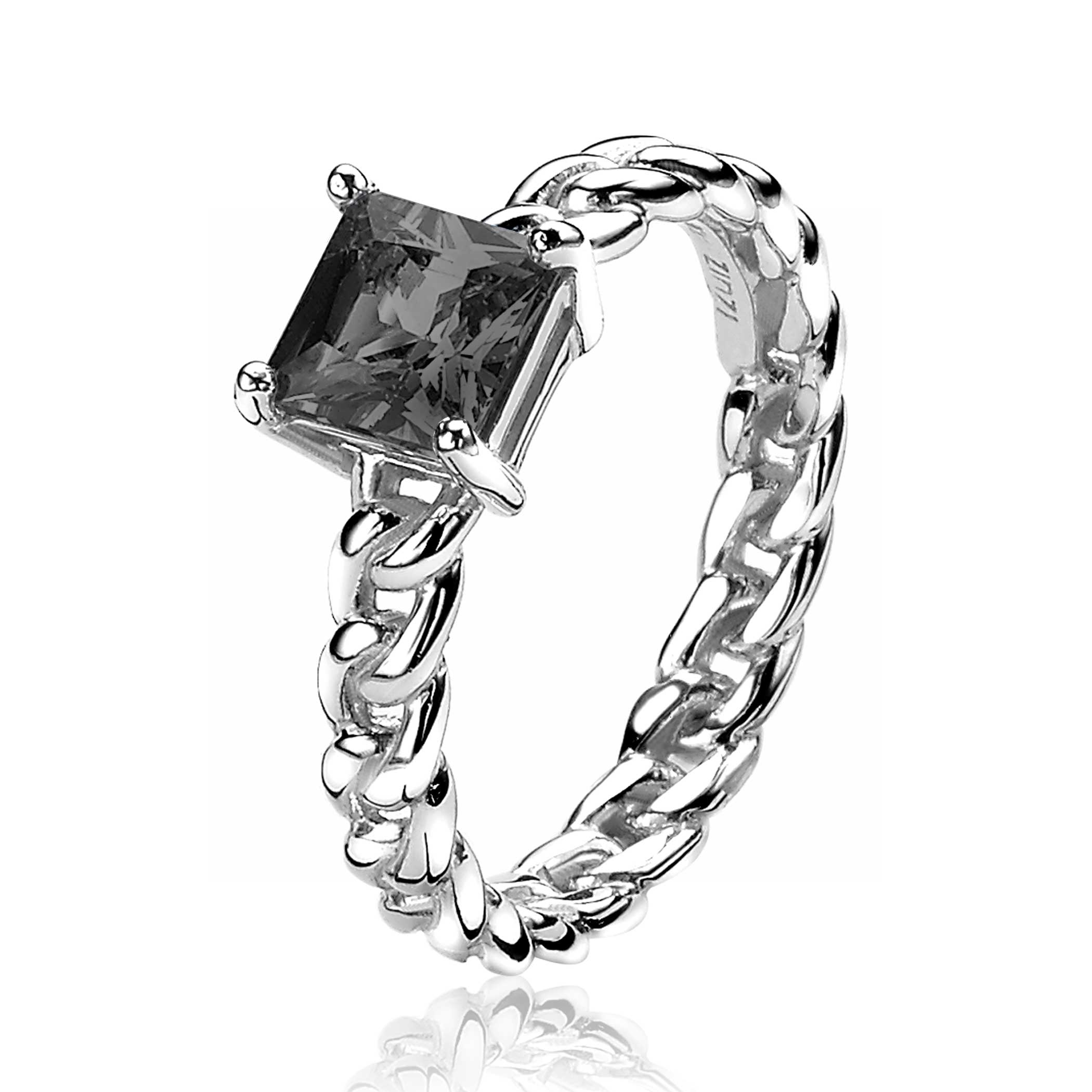 ZINZI zilveren ring gourmet grijs ZIR1163Z