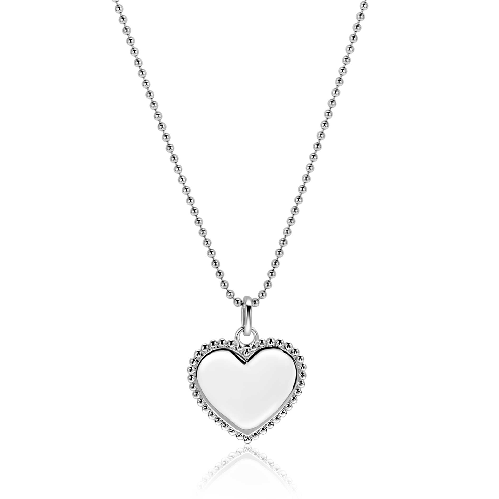 21mm ZINZI zilveren hanger hart met parelrand voor gravure ZIH2653 (zonder collier)