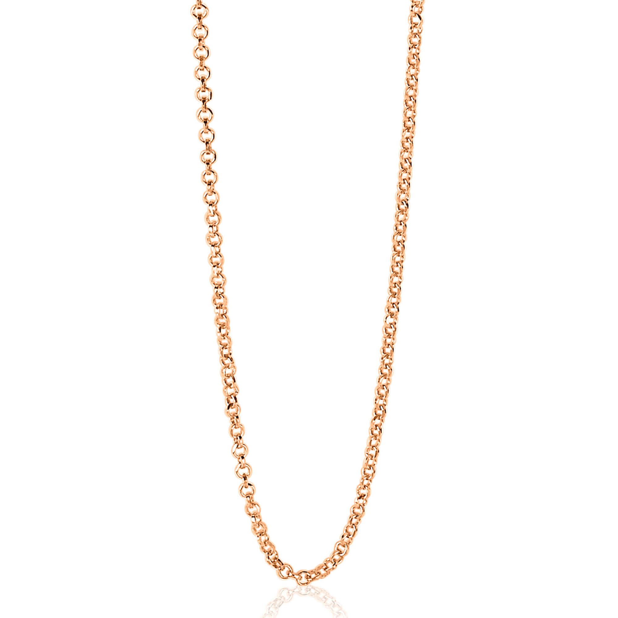 60cm ZINZI zilveren jasseron ketting rosé verguld ZILC-J60R