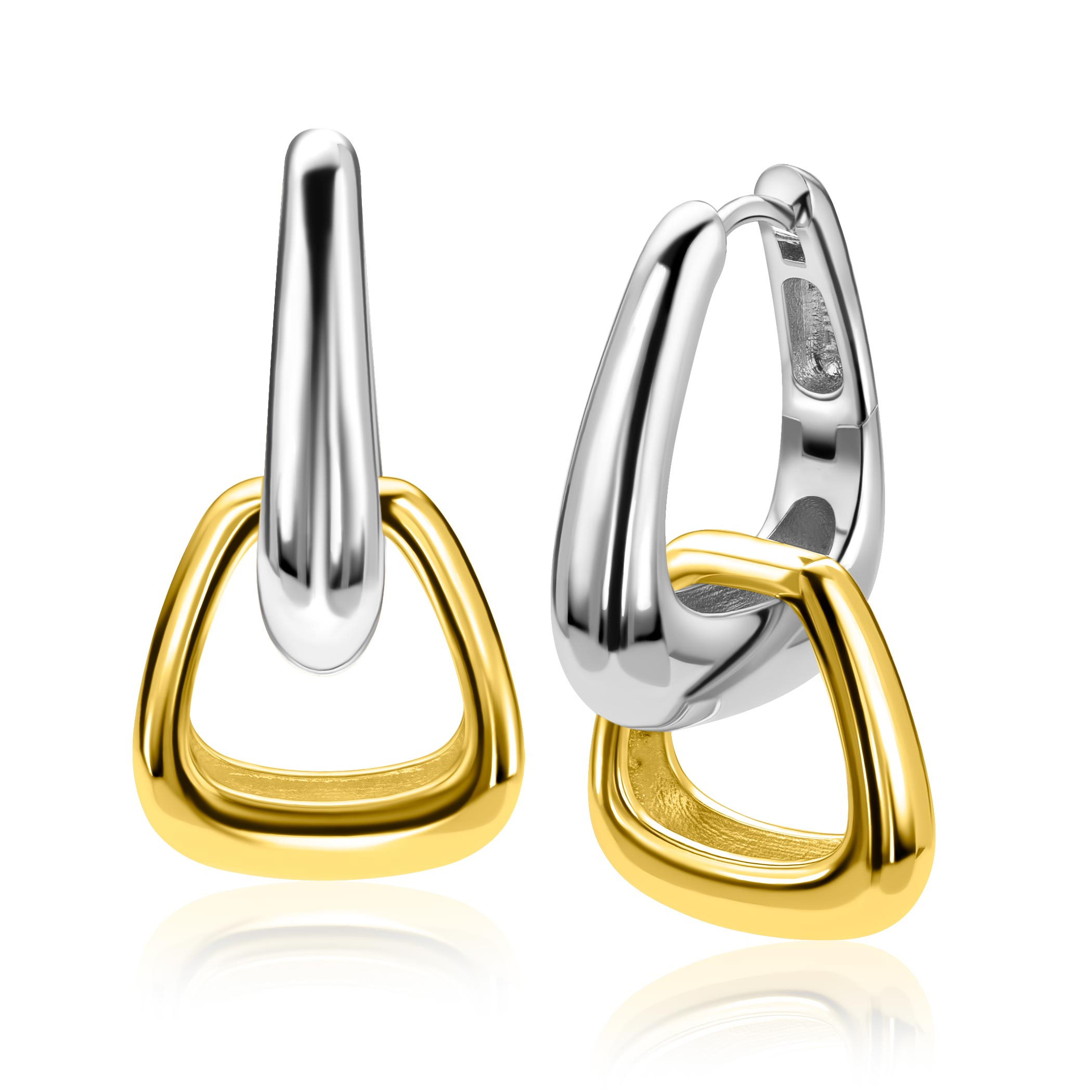 16mm ZINZI goldplated zilveren oorbedels in een luxe tasvorm ZICH2805G (zonder oorringen)