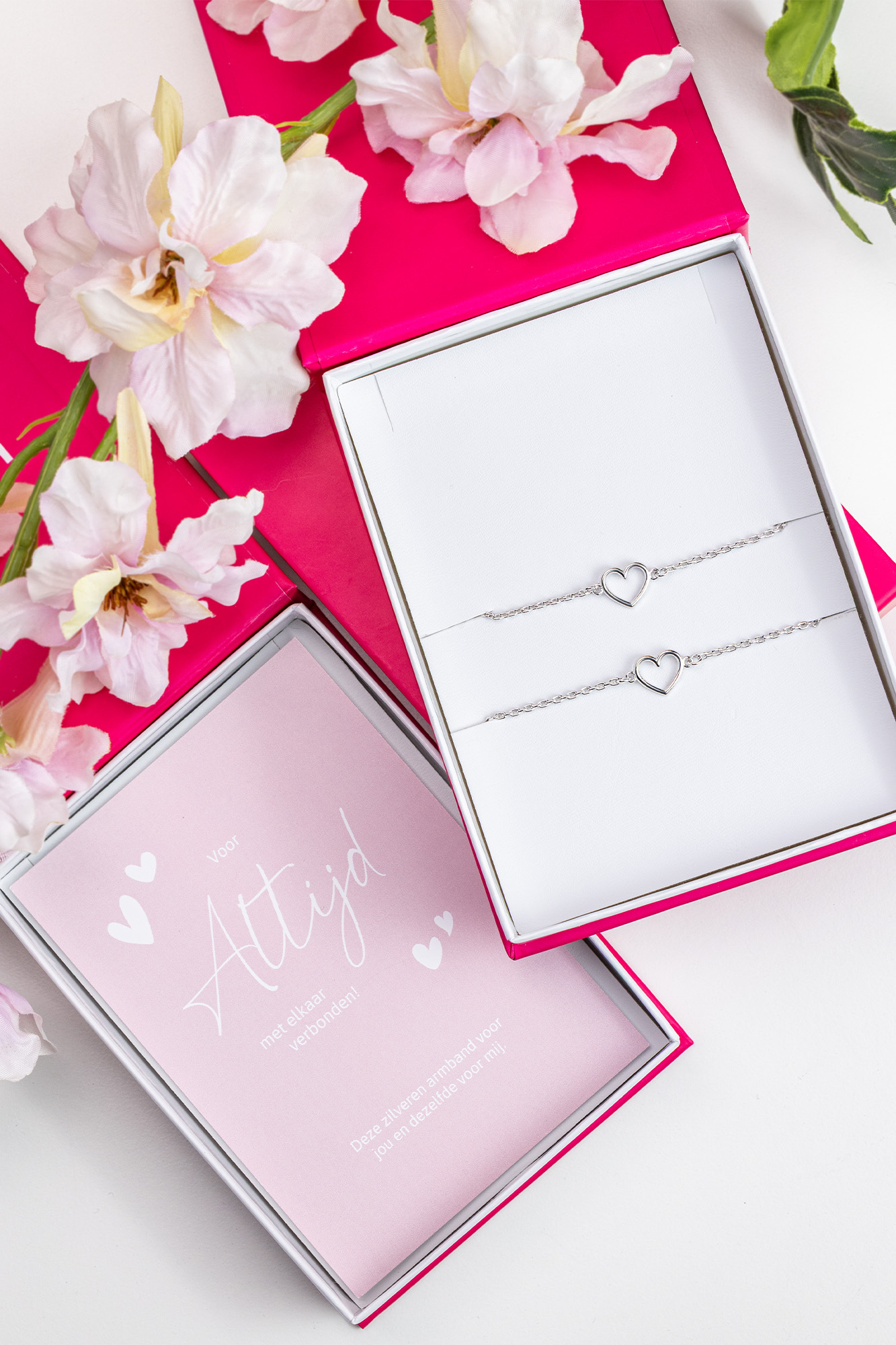 ZINZI set van 2 zilveren armbanden met open hartje ZIA1420-SET