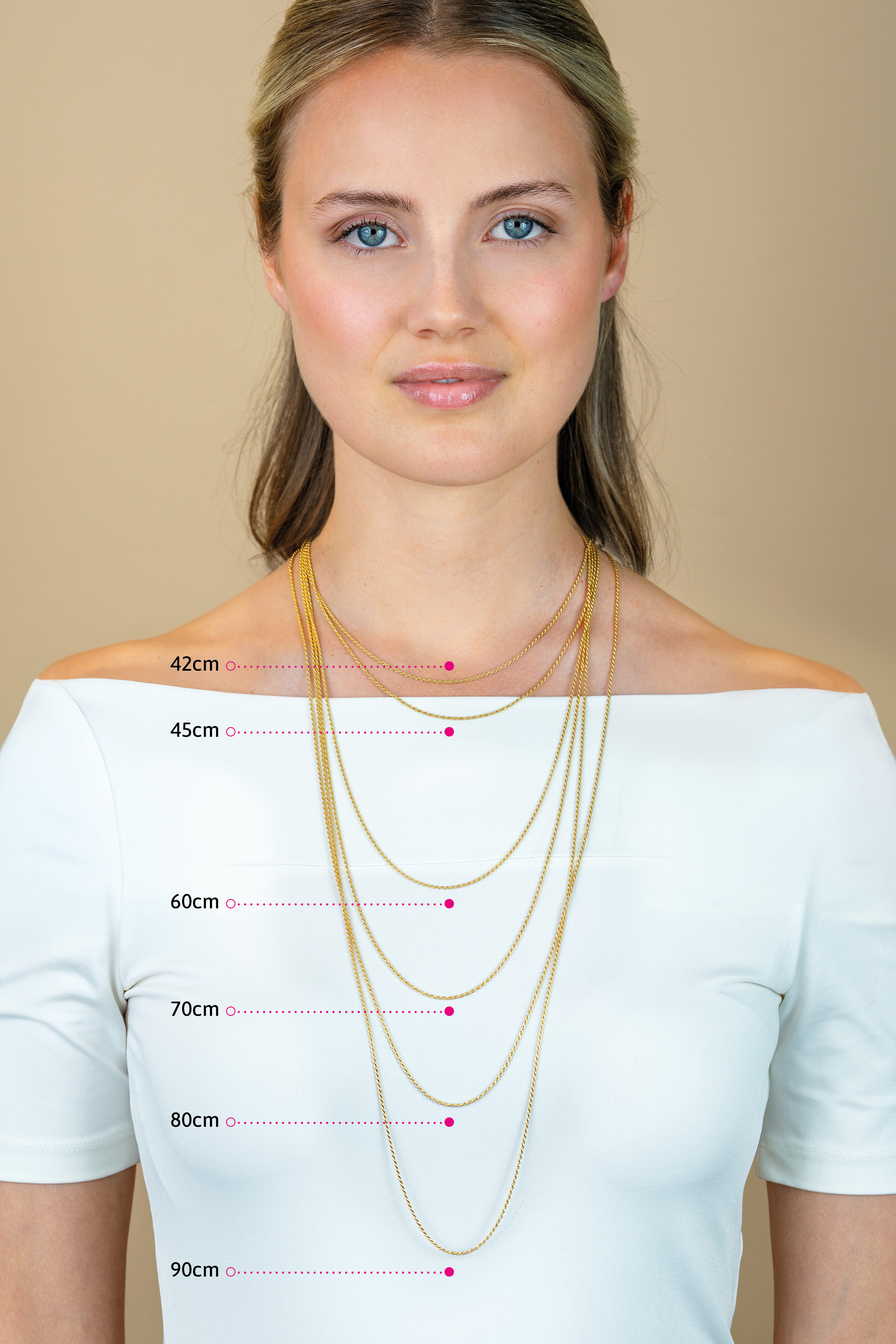 42cm ZINZI gold plated zilveren anker ketting ZILC-A42G