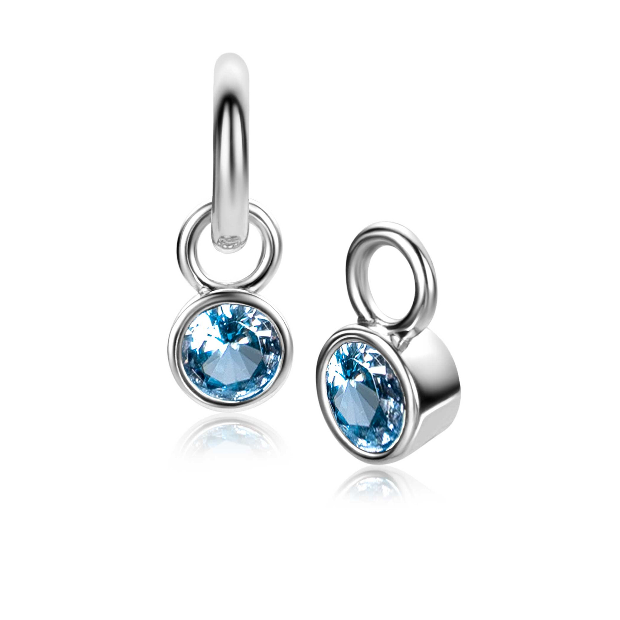 DECEMBER oorbedels zilver met geboortesteen blauw topaas zirconia (excl. oorringen)
