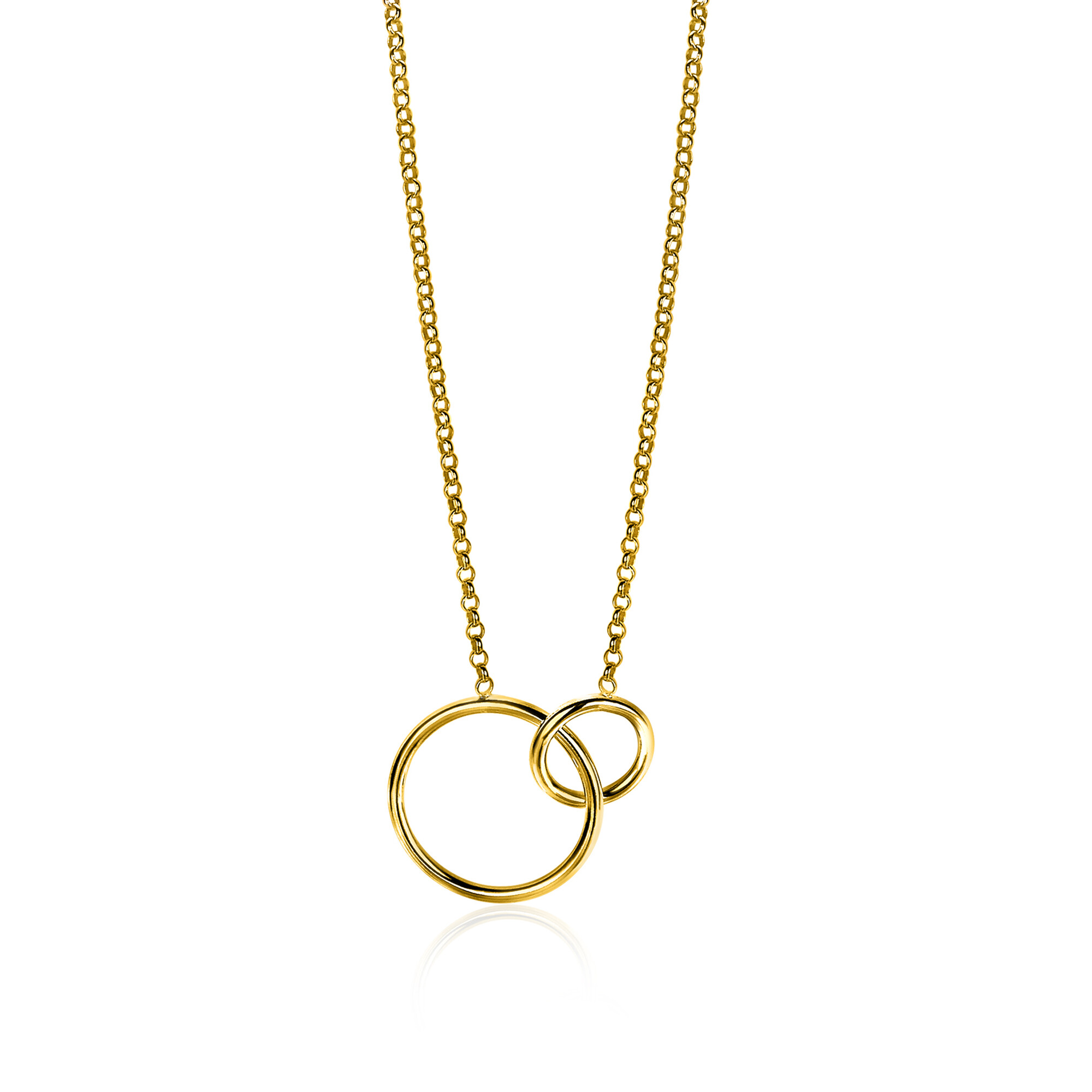 ZINZI zilveren collier geel verguld ronde vormen 42-45cm ZIC1278G